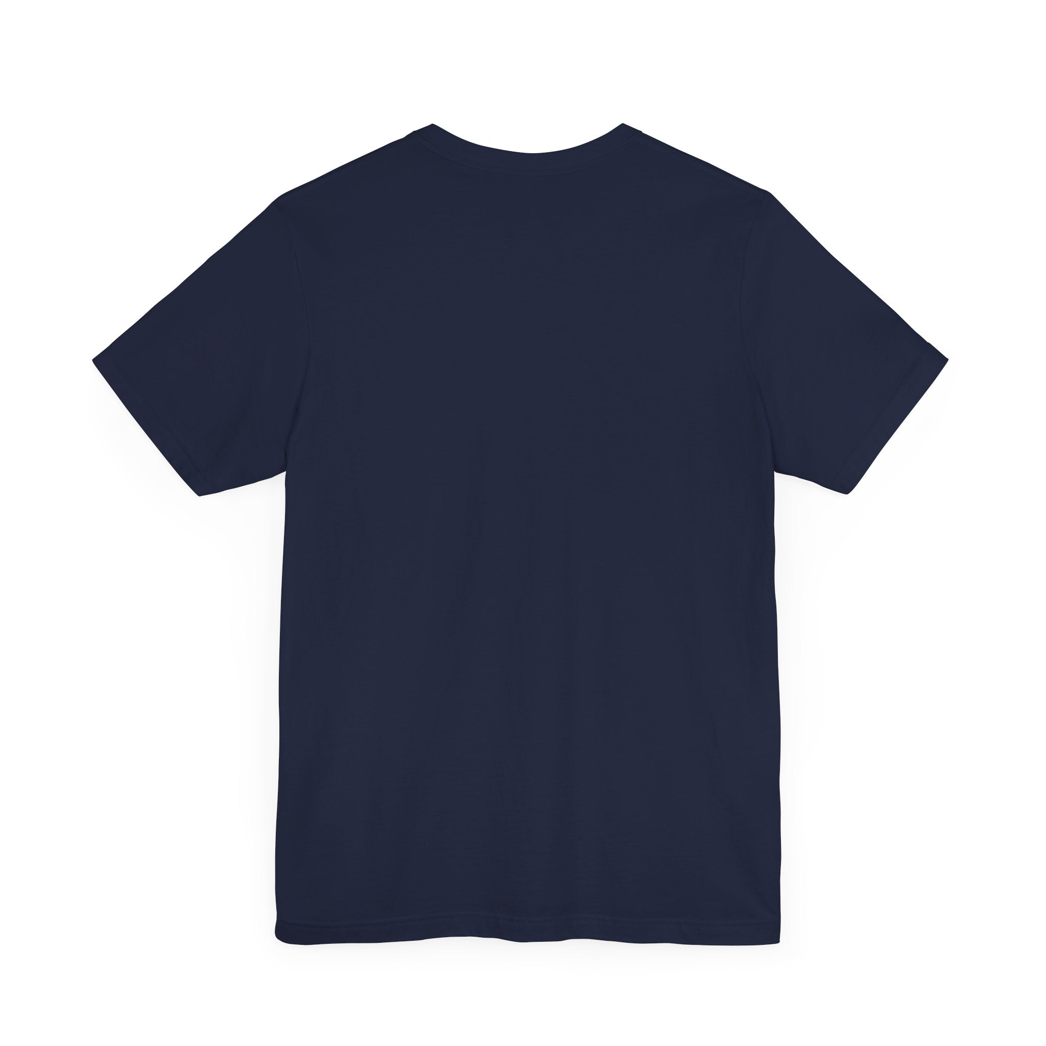 Back view of a plain, dark navy blue C-Ho-Co-La-Te - T-Shirt made from 100% Airlume cotton against a white background.