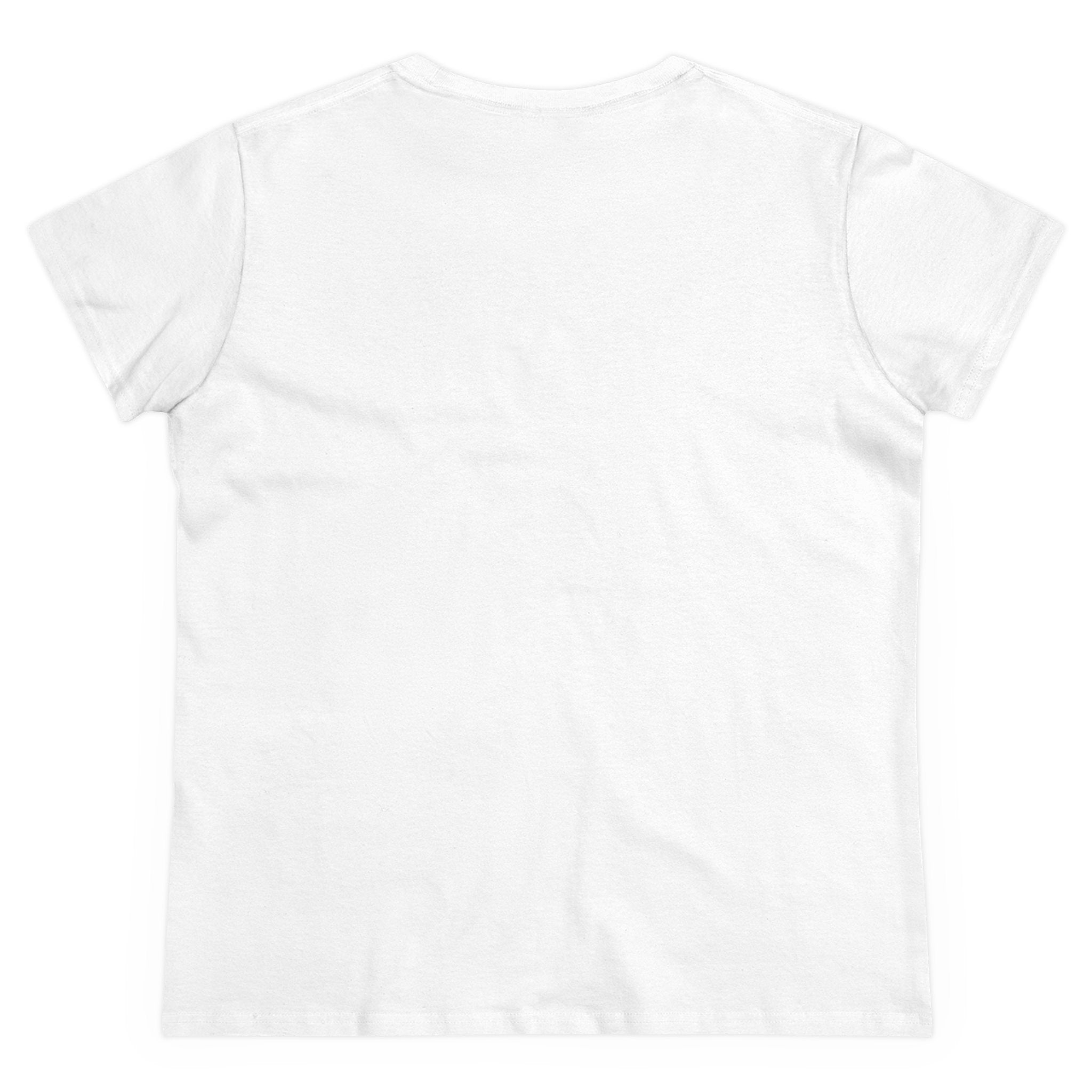 Back view of a RG-B - Women's Tee in plain white cotton, representing ethical fashion, on a white background.