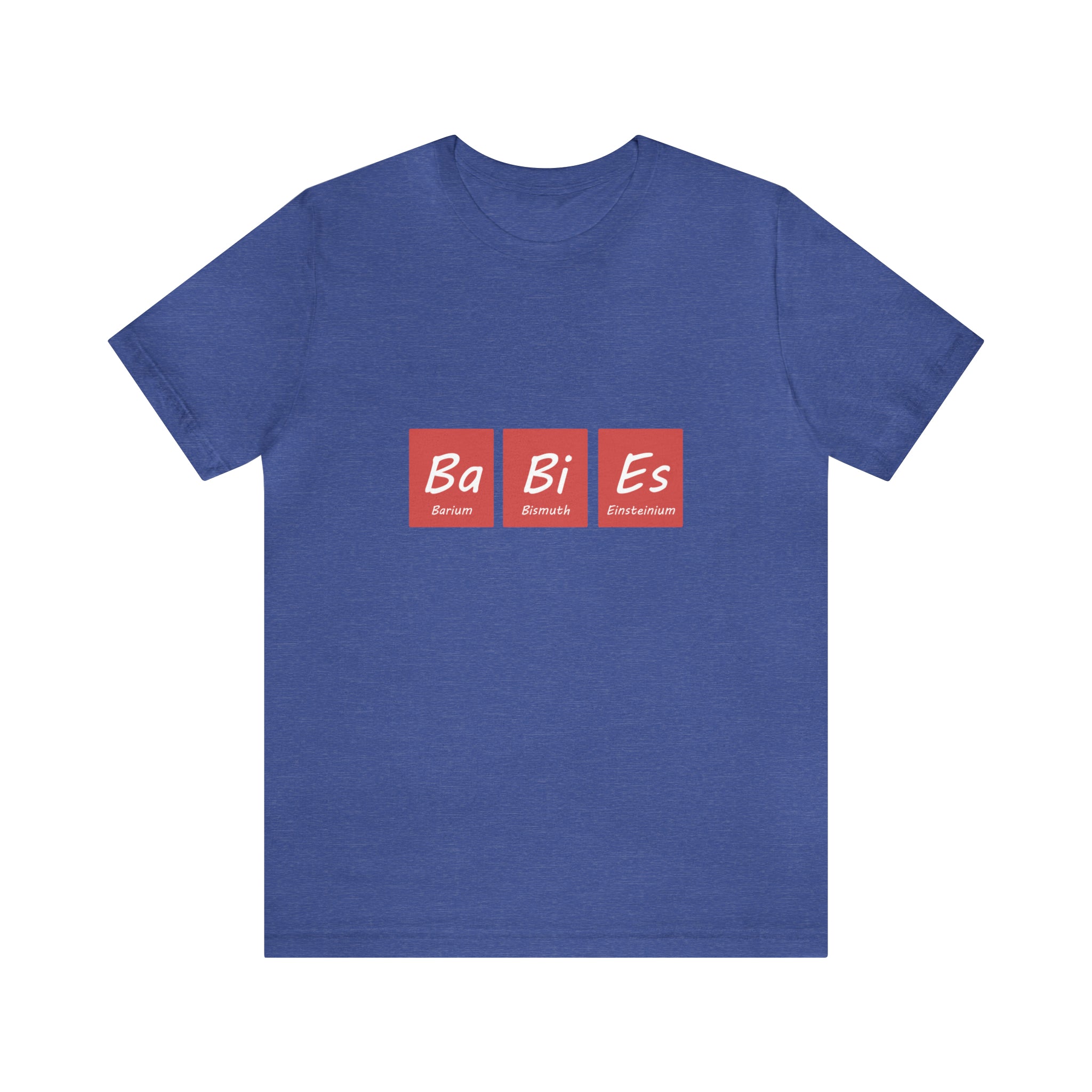 A Ba - Bi - Es T-Shirt with unique color combinations, featuring red squares.