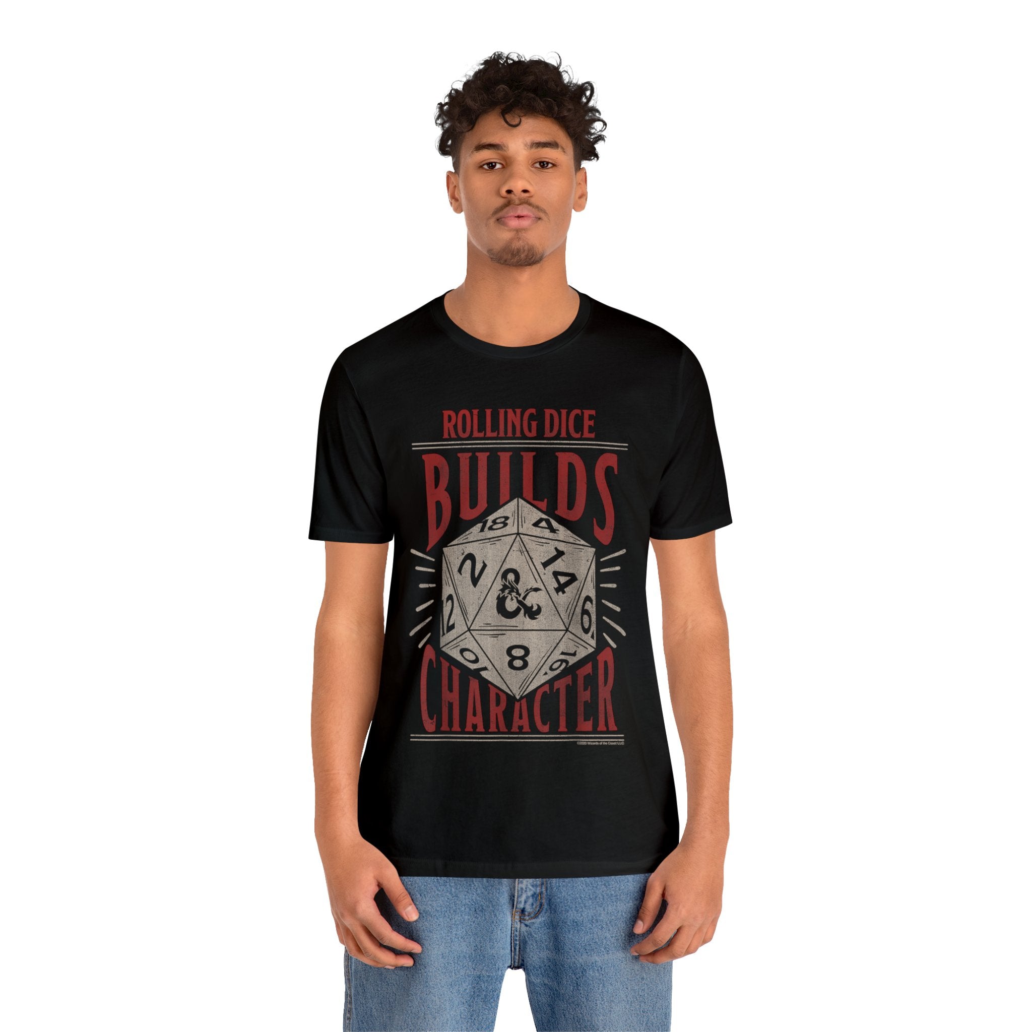 Rolling Dice Builds Character Tee-Shirt builds character on this unisex tee-shirt.