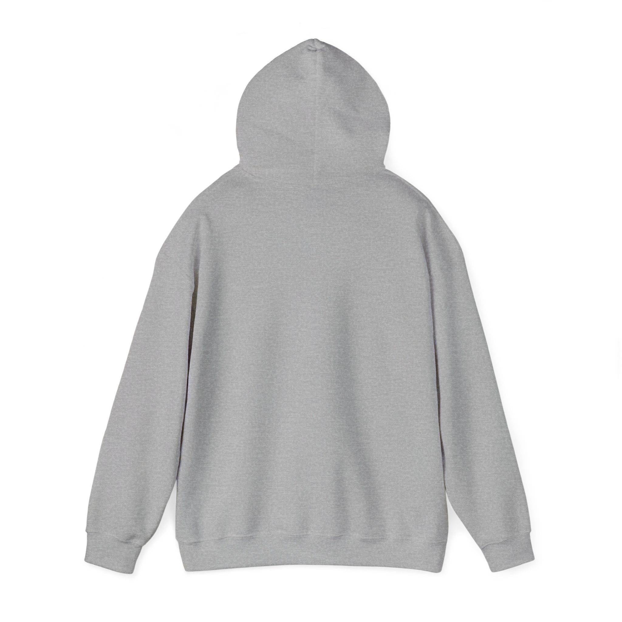 Back view of a gray I am Older Than the Internet - Hooded Sweatshirt with a hood and long sleeves, displayed against a white background. This classic piece offers timeless style and comfort.