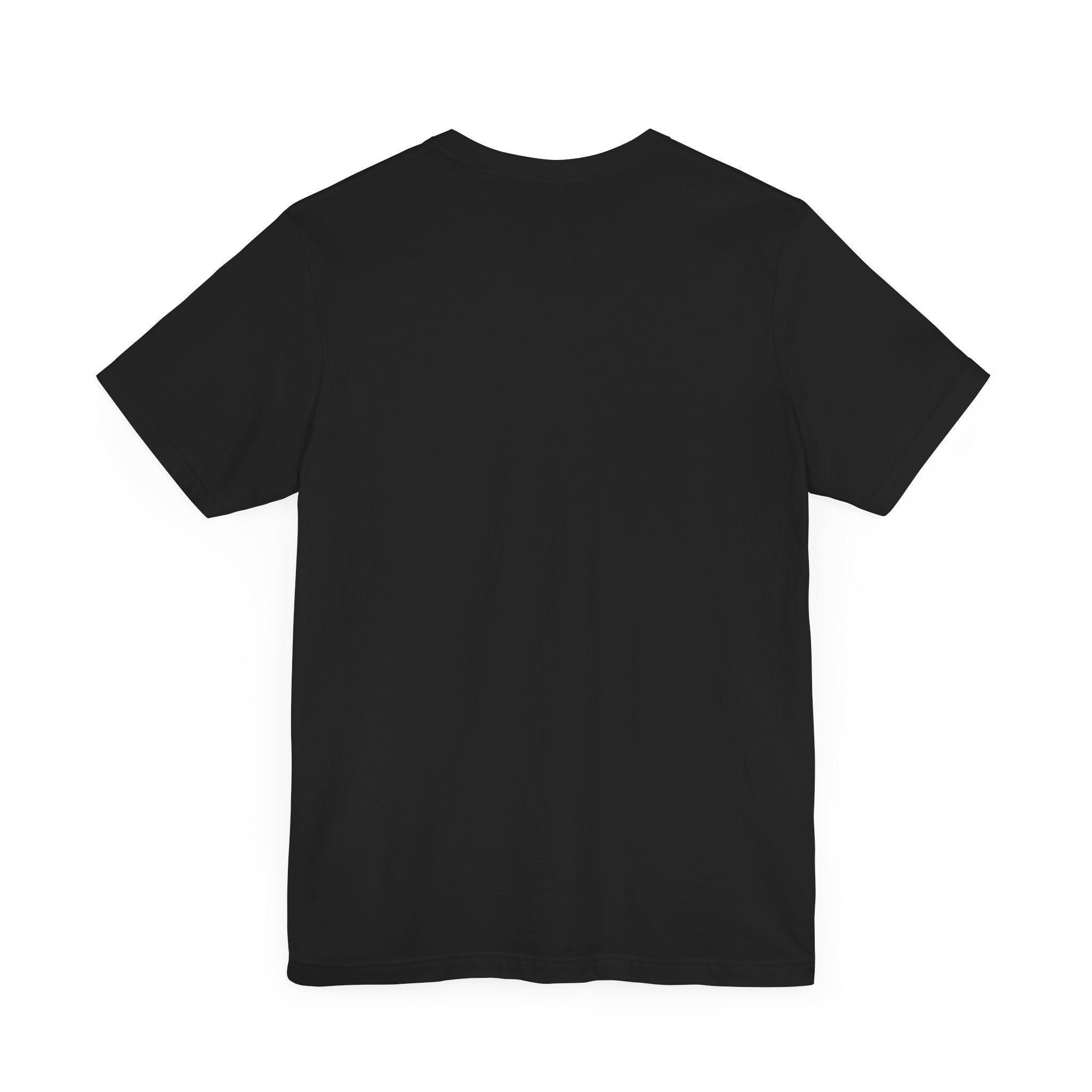 A plain black short-sleeve C-Ho-Co-La-Te - T-Shirt, crafted from 100% Airlume cotton, shown from the back. An essential piece that elevates any fashion wardrobe.