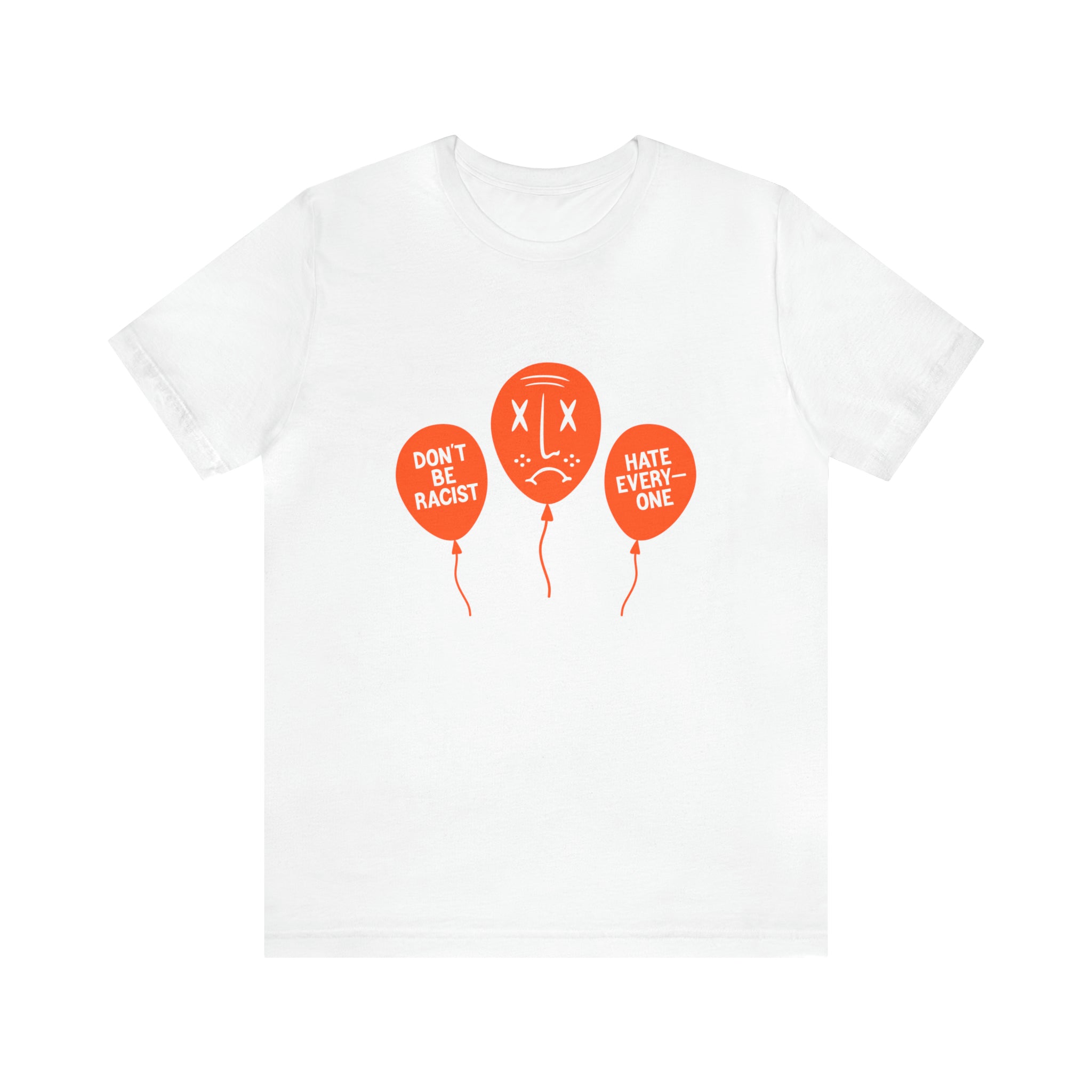 A suave Don't Be T-Shirt adorned with bold orange balloons.