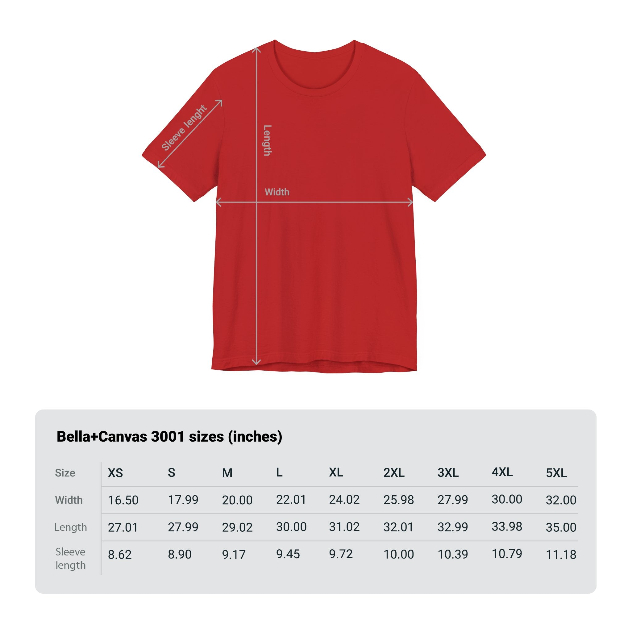 Unisex jersey tee with measurement lines and a size chart for various dimensions below the image.
Product Name: W-H-At-Pro Measure Tee