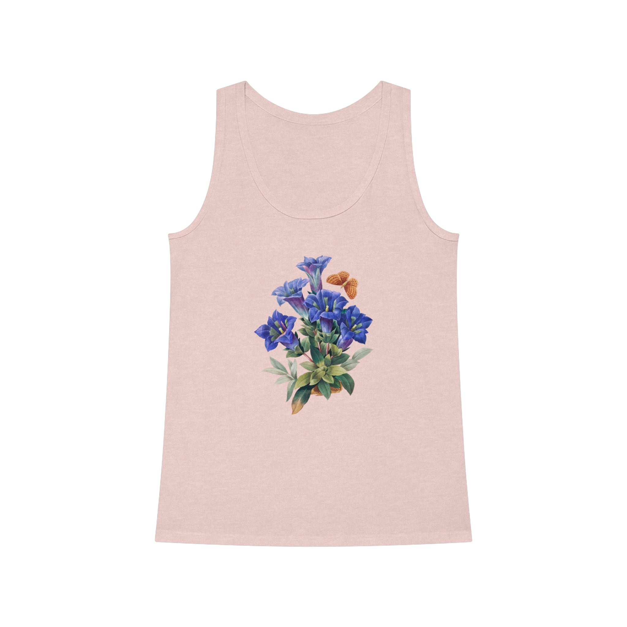 A Bouquet Tank Top with a beautiful bouquet of blue flowers, perfect for any occasion.