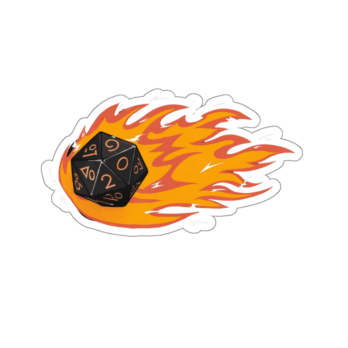 Polyhedral Dice On Fire - Sticker