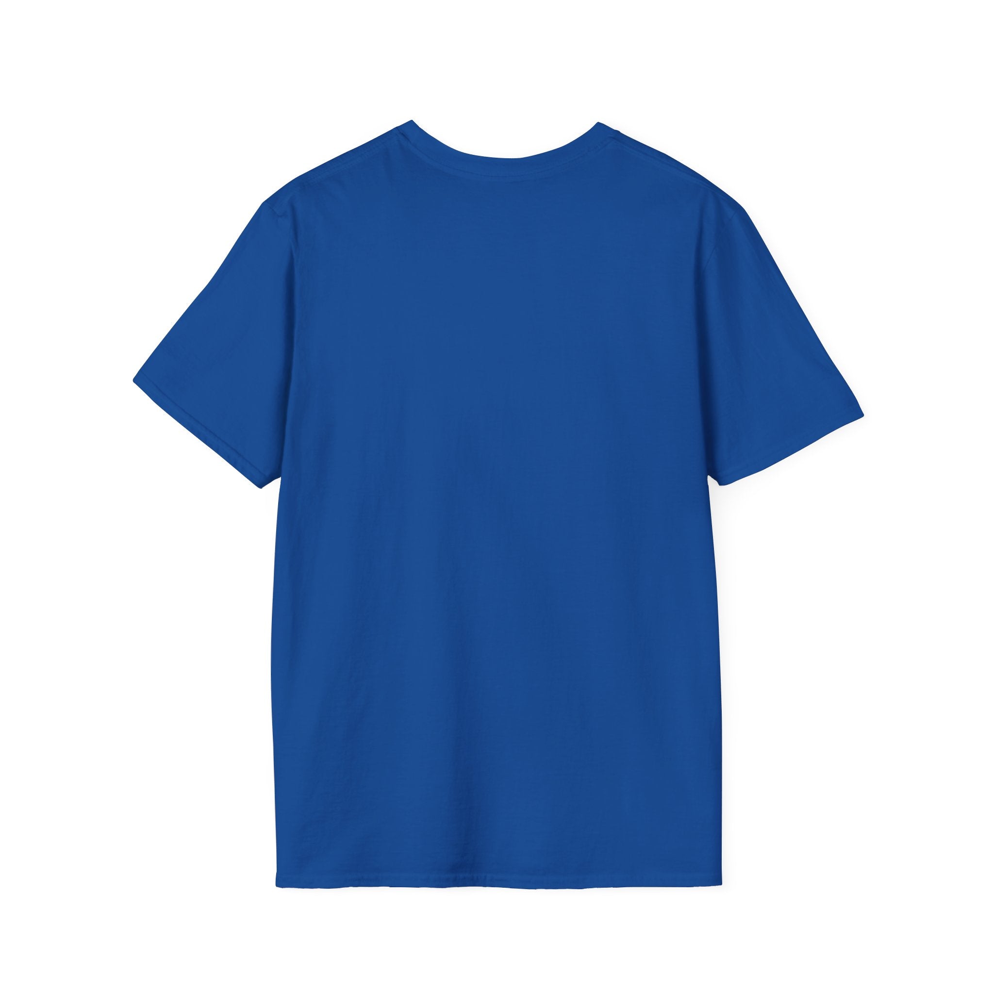 A Cartoon Lemon short-sleeve t-shirt in plain blue, shown from the back.