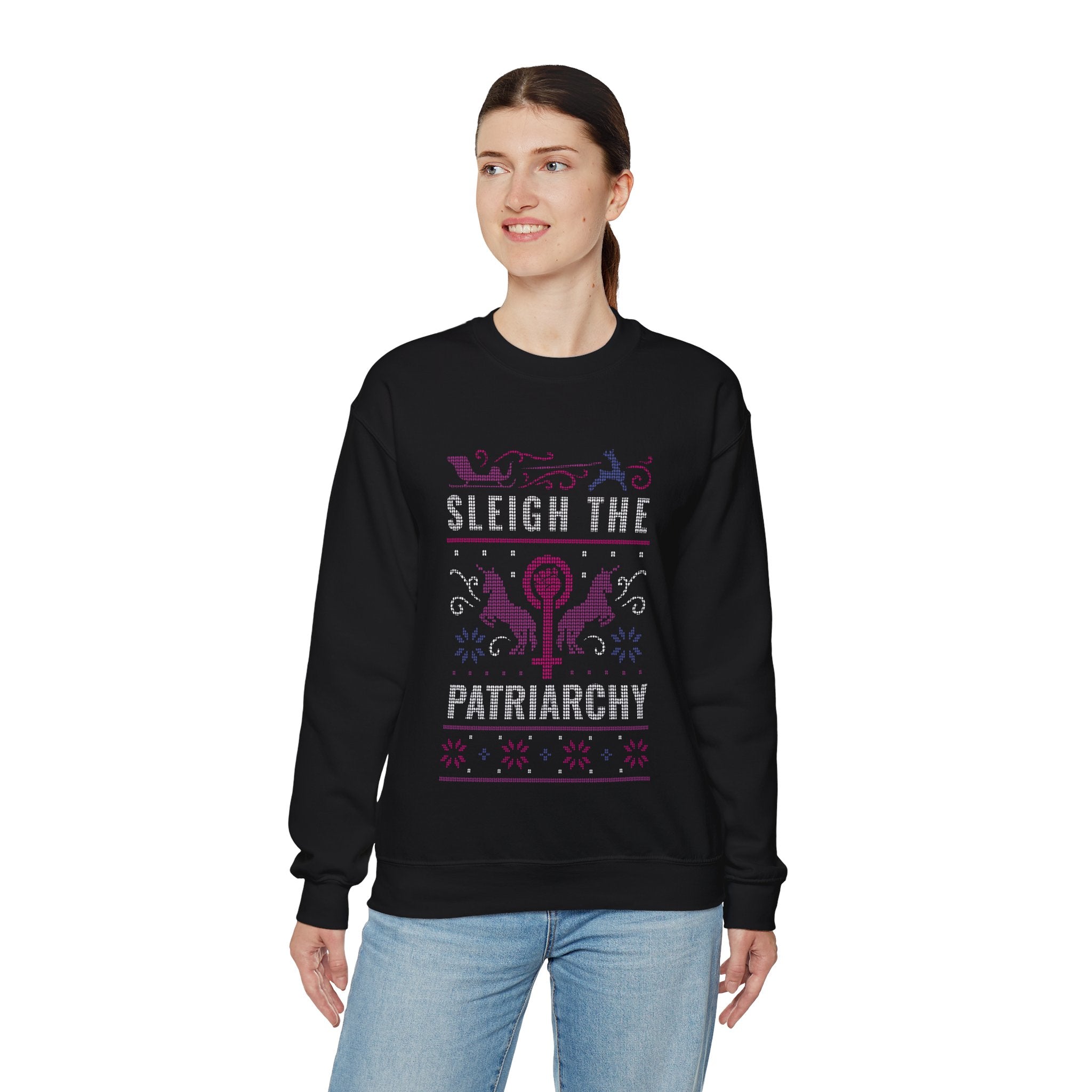 Sleigh The Patriarchy Quote Ugly Sweater -  Sweatshirt