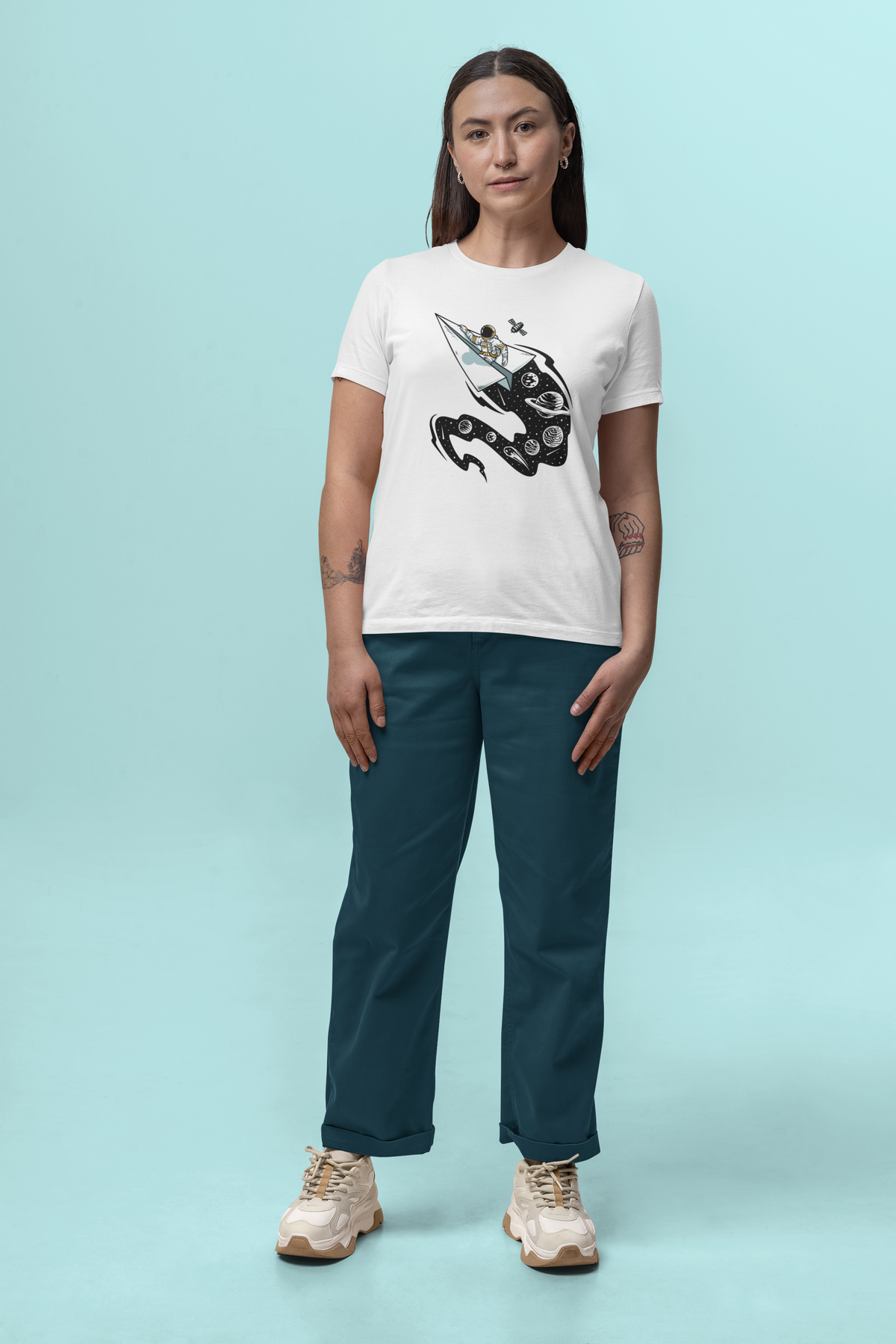 Astronauts on Paper Ships T-Shirt | Space Art Tee | Geekpsters