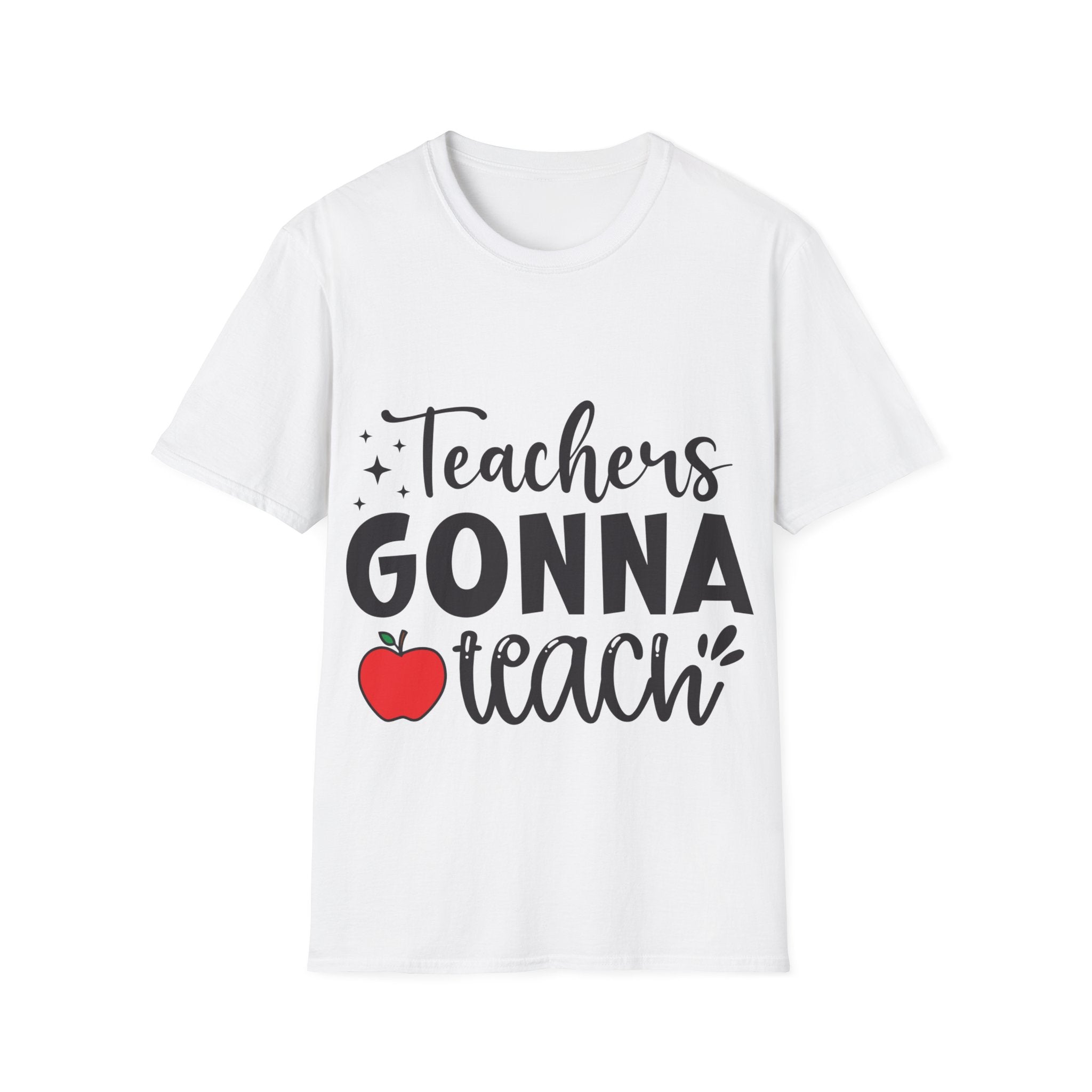 Show your appreciation for educators with the "Teachers Gonna Teach" T-Shirt, crafted from soft cotton in white and adorned with a striking red apple graphic.