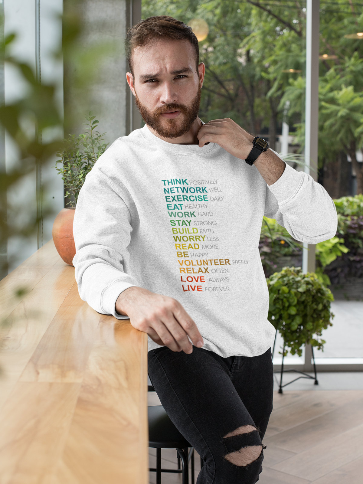Think Sweatshirt | Motivational Graphic Crewneck | Inspirational Gift | Geekpsters