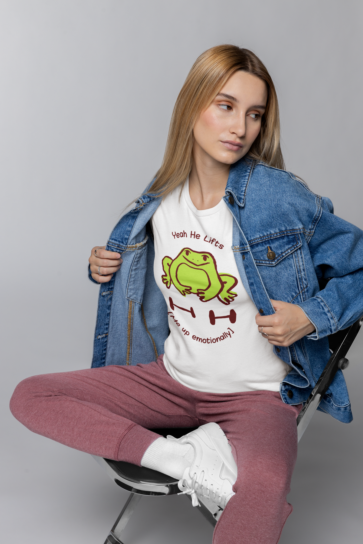 Yeah He Lifts T tee model photo