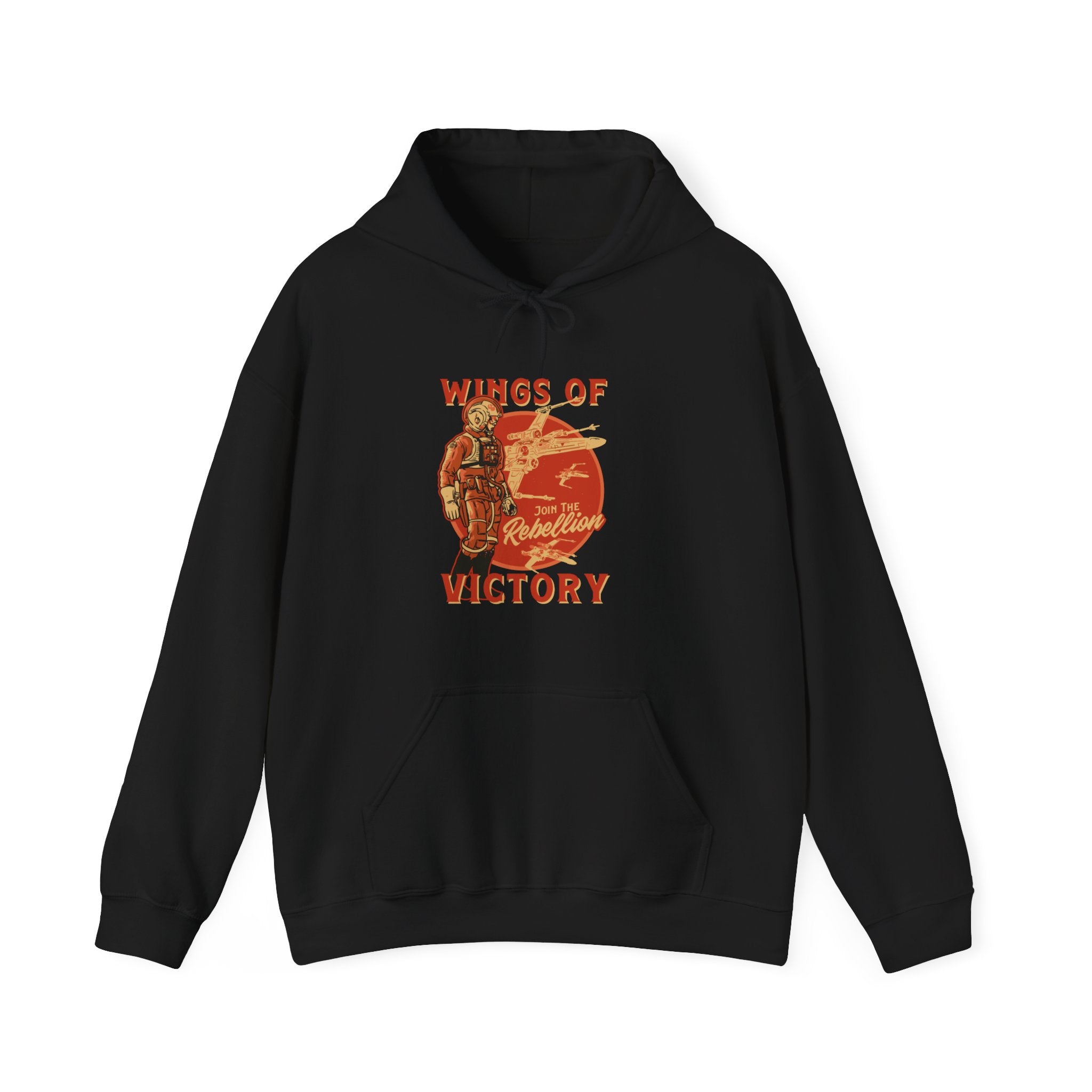 Wings of Victory - Hooded Sweatshirt with a graphic depicting a soldier and aircraft, accompanied by the text "Wings of Victory.
