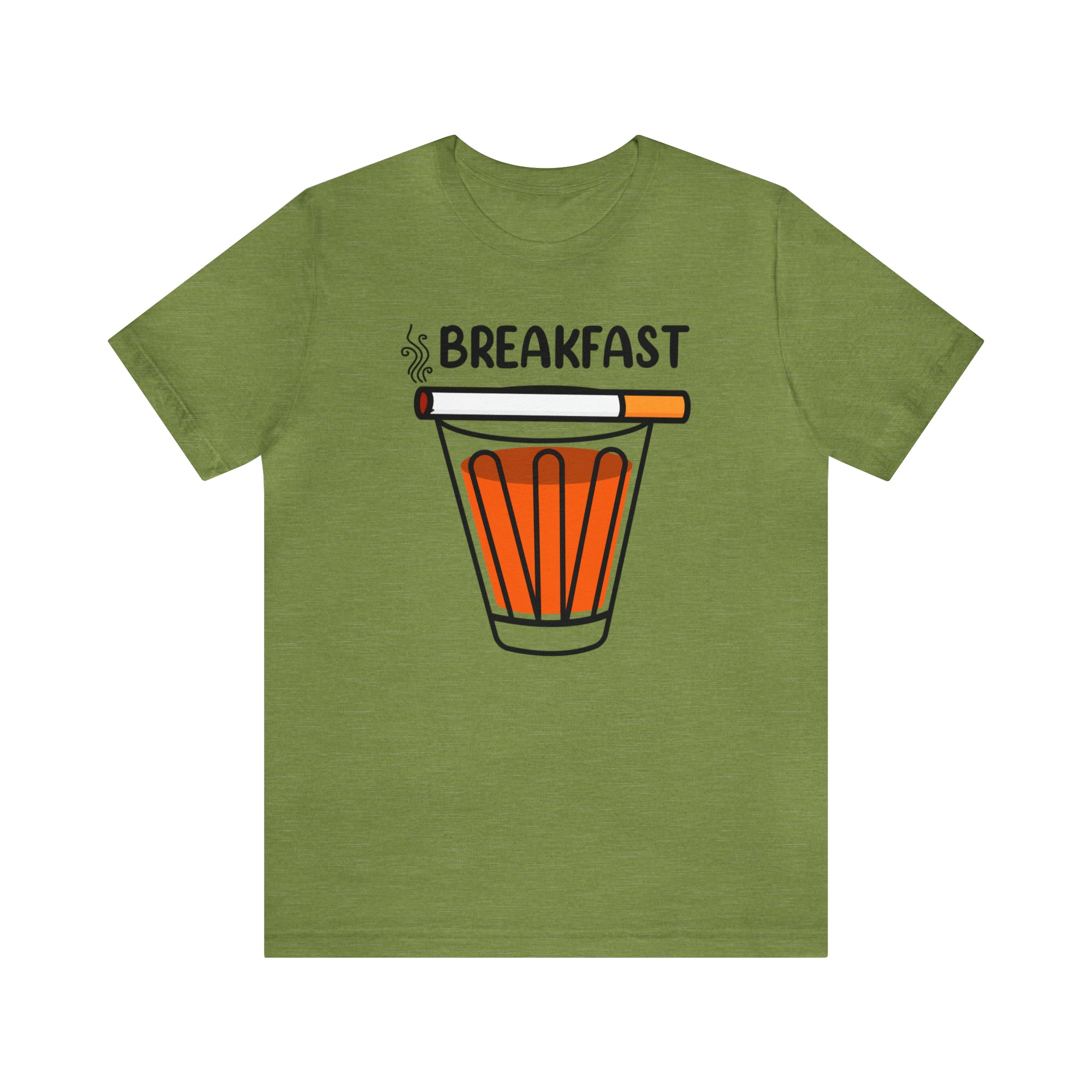 A foodie-inspired green Breakfast T-Shirt with the words breakfast on it.