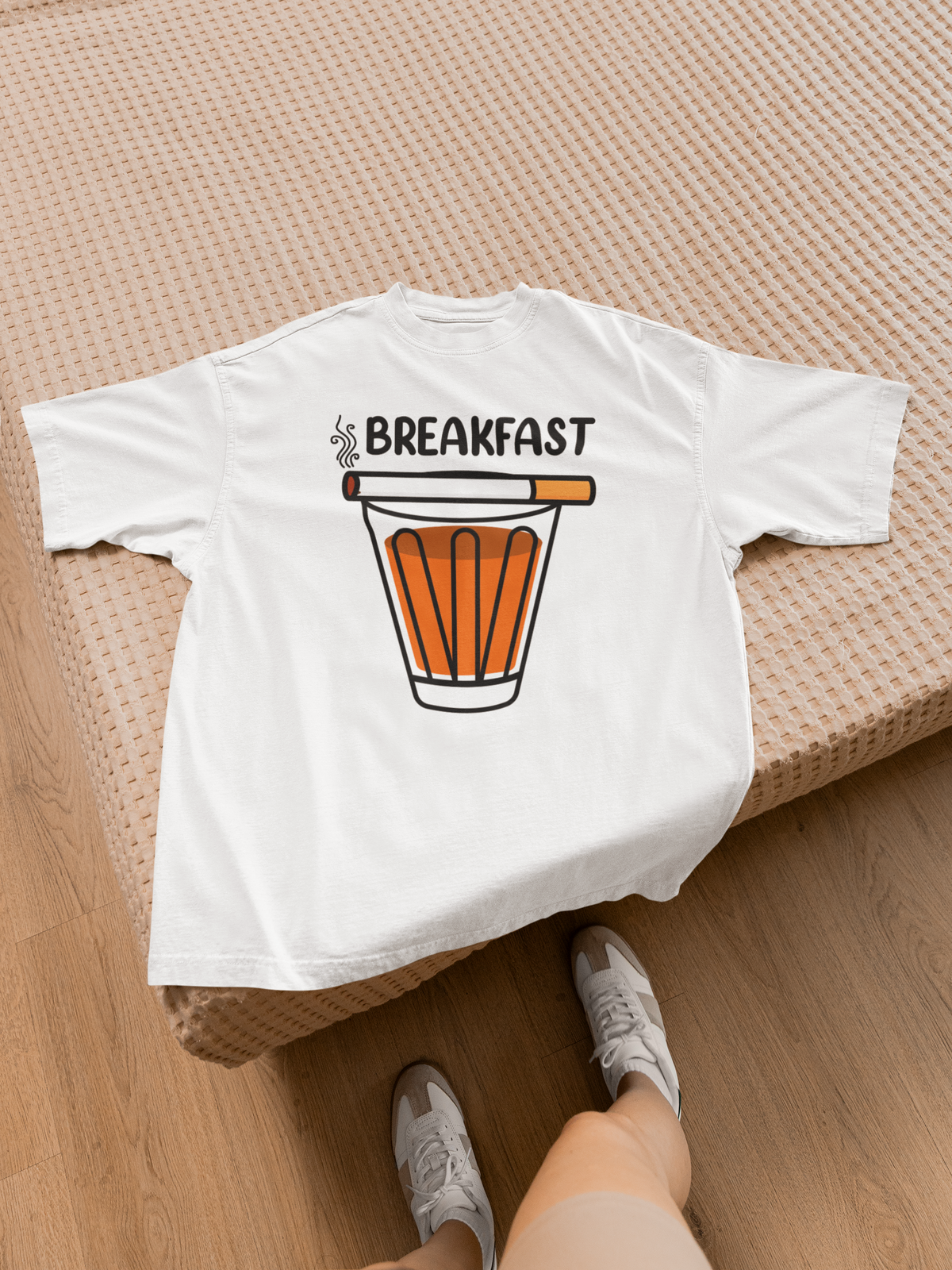 Breakfast T design tee folded flat