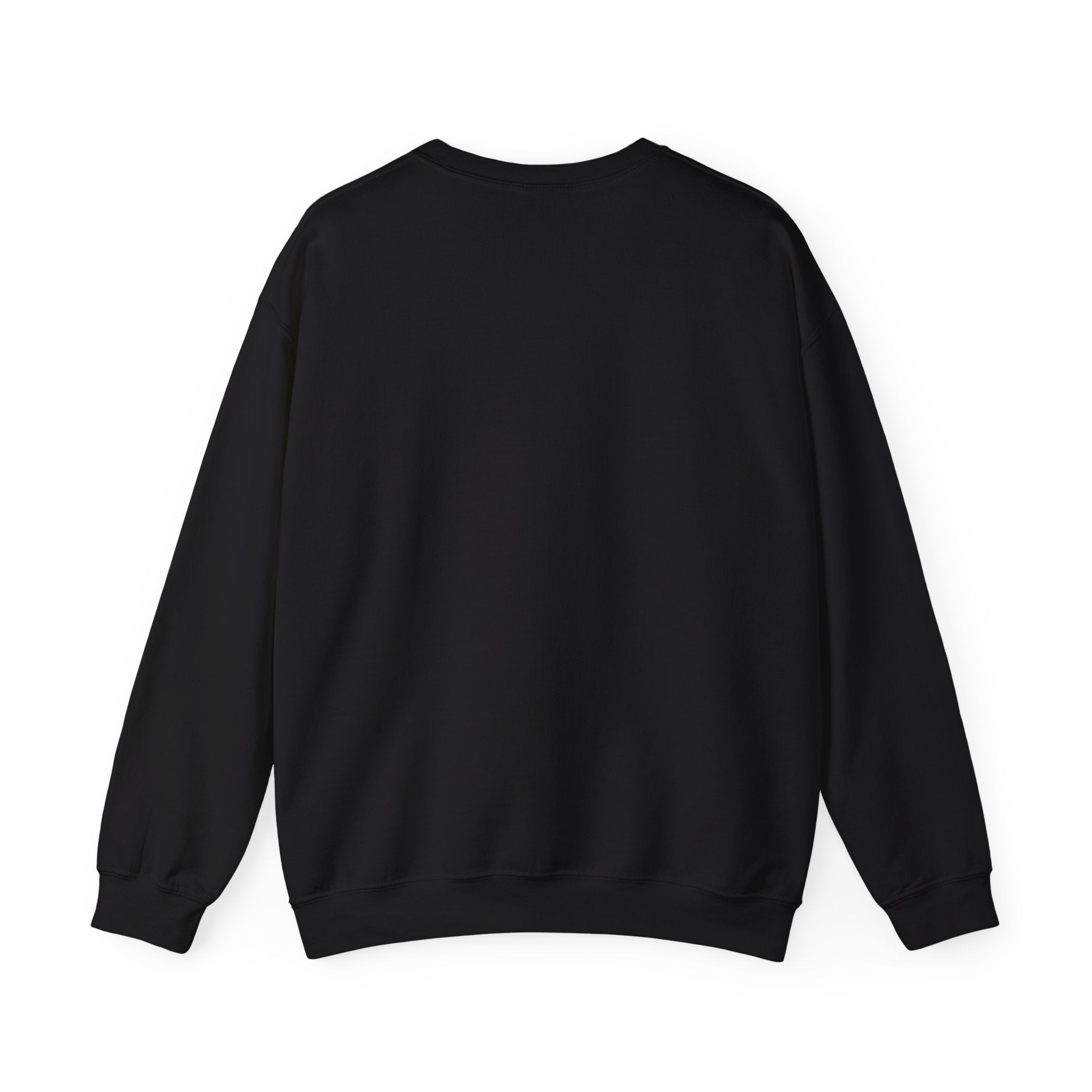 A plain black long-sleeve Professional Overthinker - Sweatshirt with a crew neckline, perfect for overthinking sessions on cold months, shown from the back.