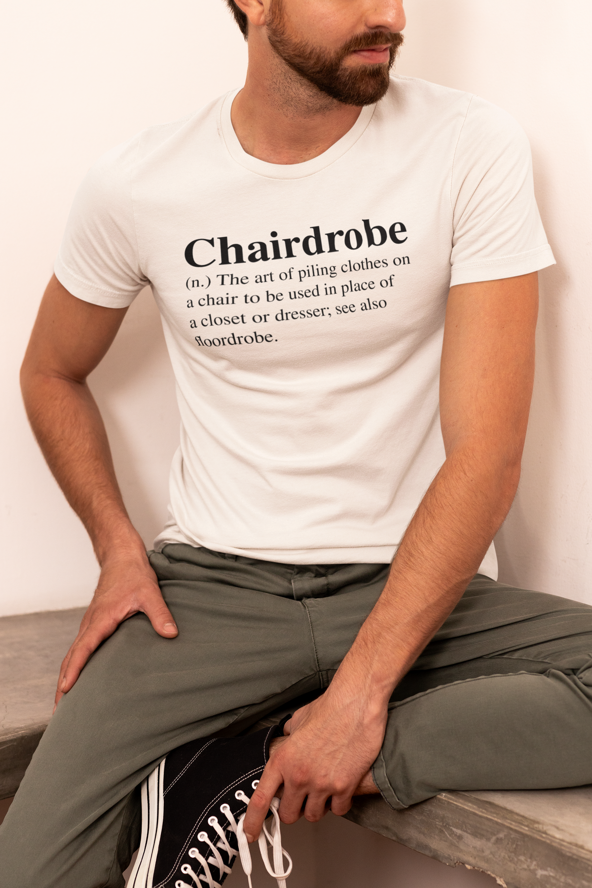 Chairdrobe T-Shirt | Funny Laundry Wordplay Tee | Relatable Messy Life Gift | Geekpsters