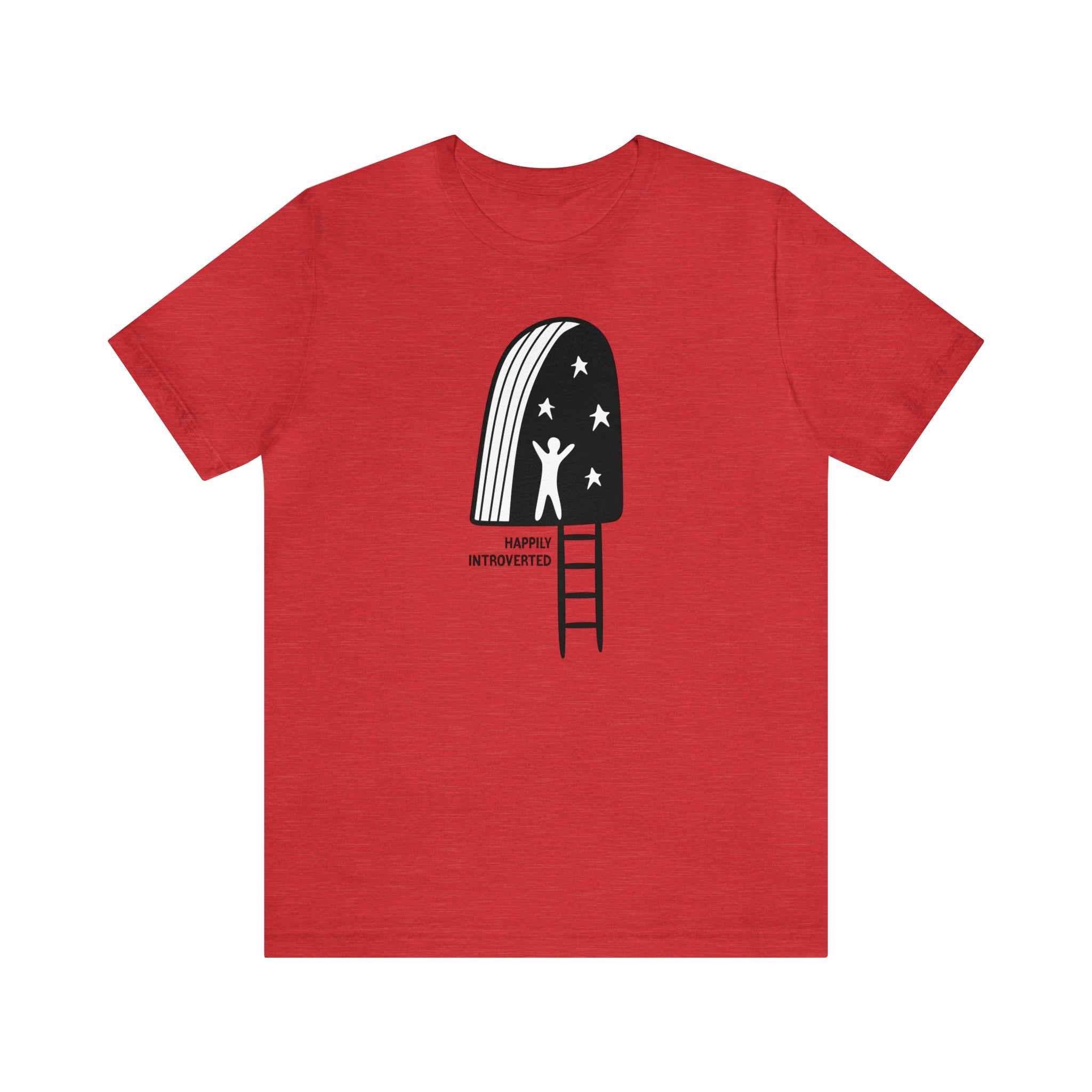 A Happily Introverted T-Shirt featuring a drawing of a man for the prideful individual.