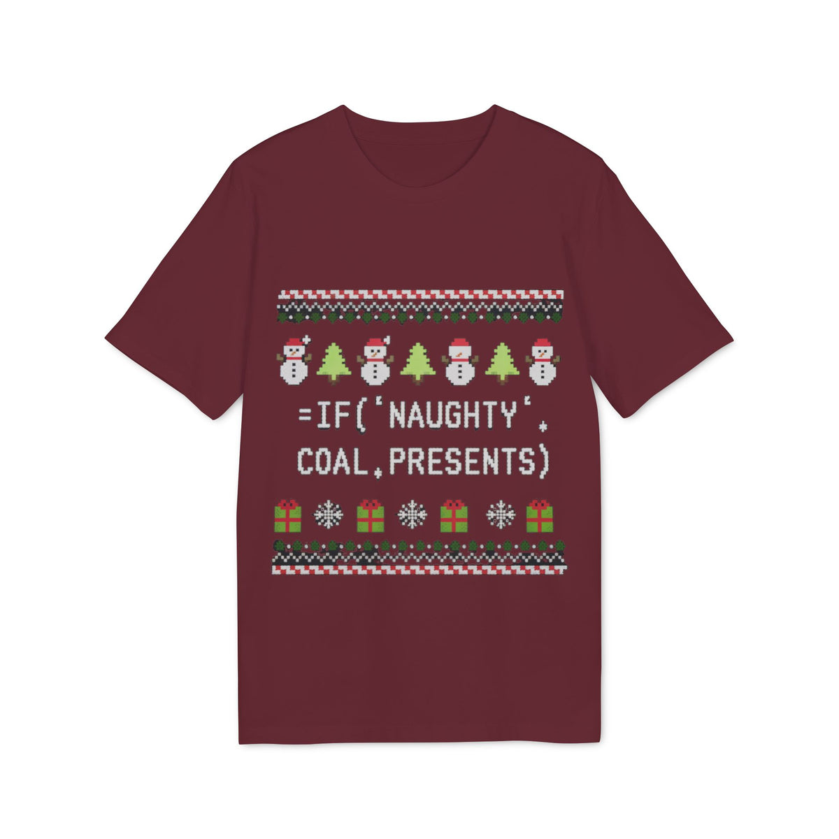 =IF(Naughty, Coal, Presents) Ugly Sweater Organic Tee