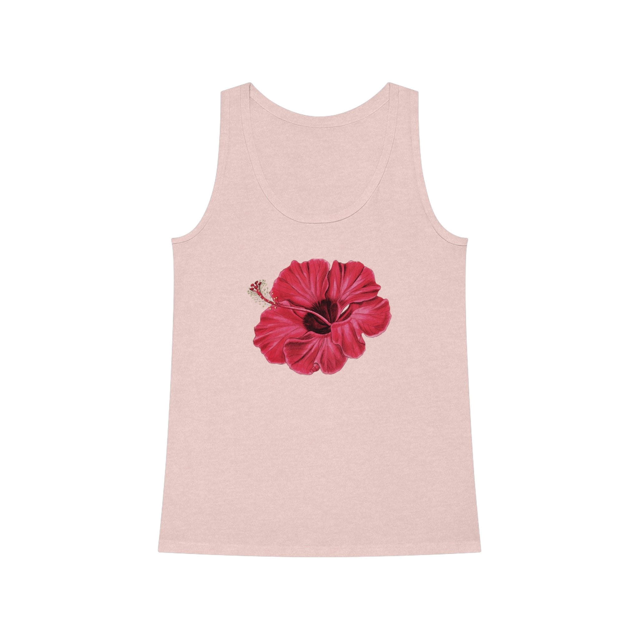 A Flower Red tank top with a hibiscus flower on it.