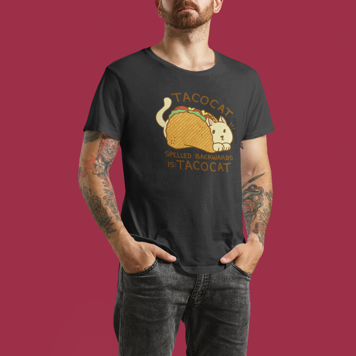 Back view of the TACOCAT tee on a plain background