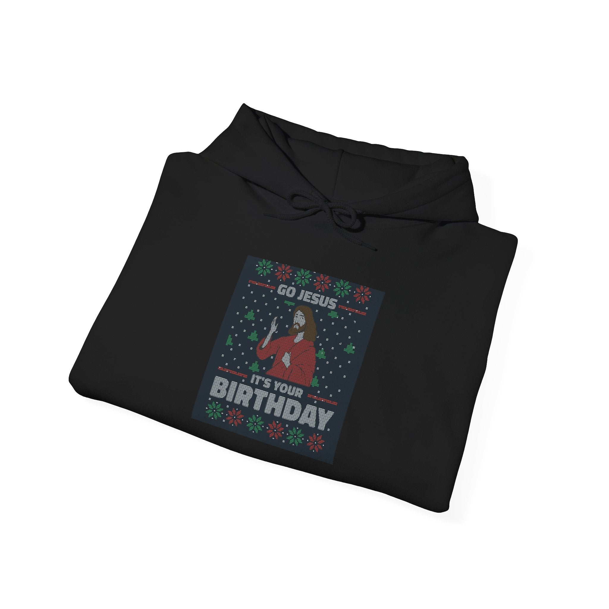 Jesus Birthday Ugly Sweater - Hooded Sweatshirt