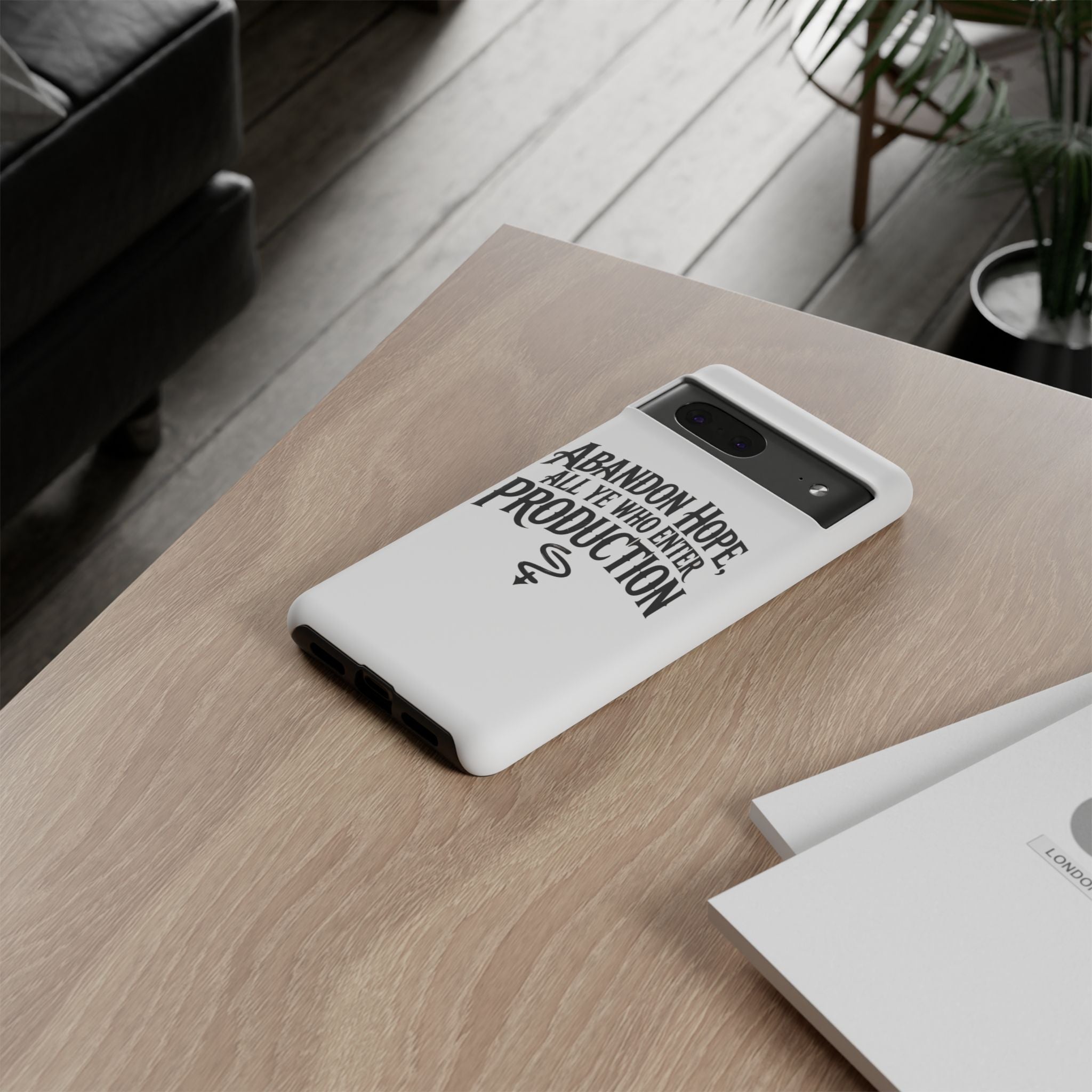 Abandon hope all ye who enter production- Impact-Resistant Phone Case
