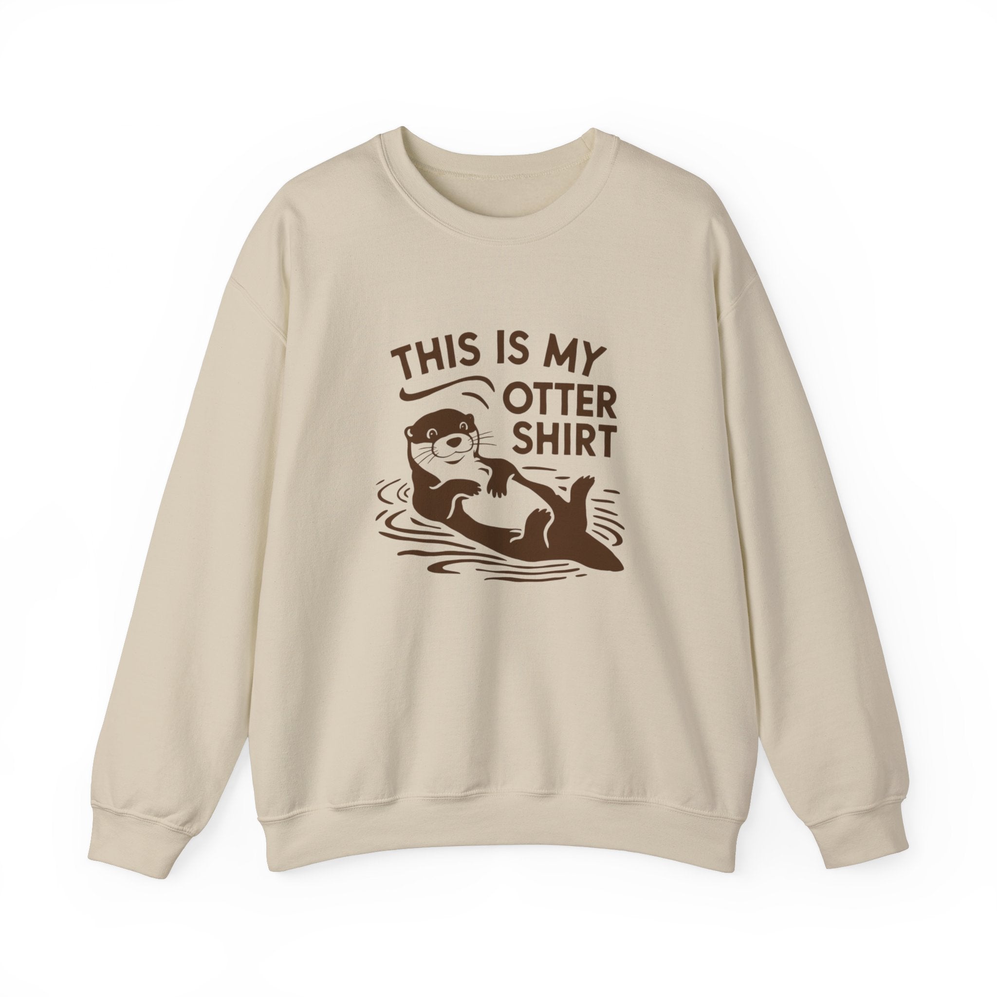 A cozy beige sweatshirt perfect for chilly seasons, featuring an illustration of an otter and the text "My Otter Shirt - Sweatshirt.