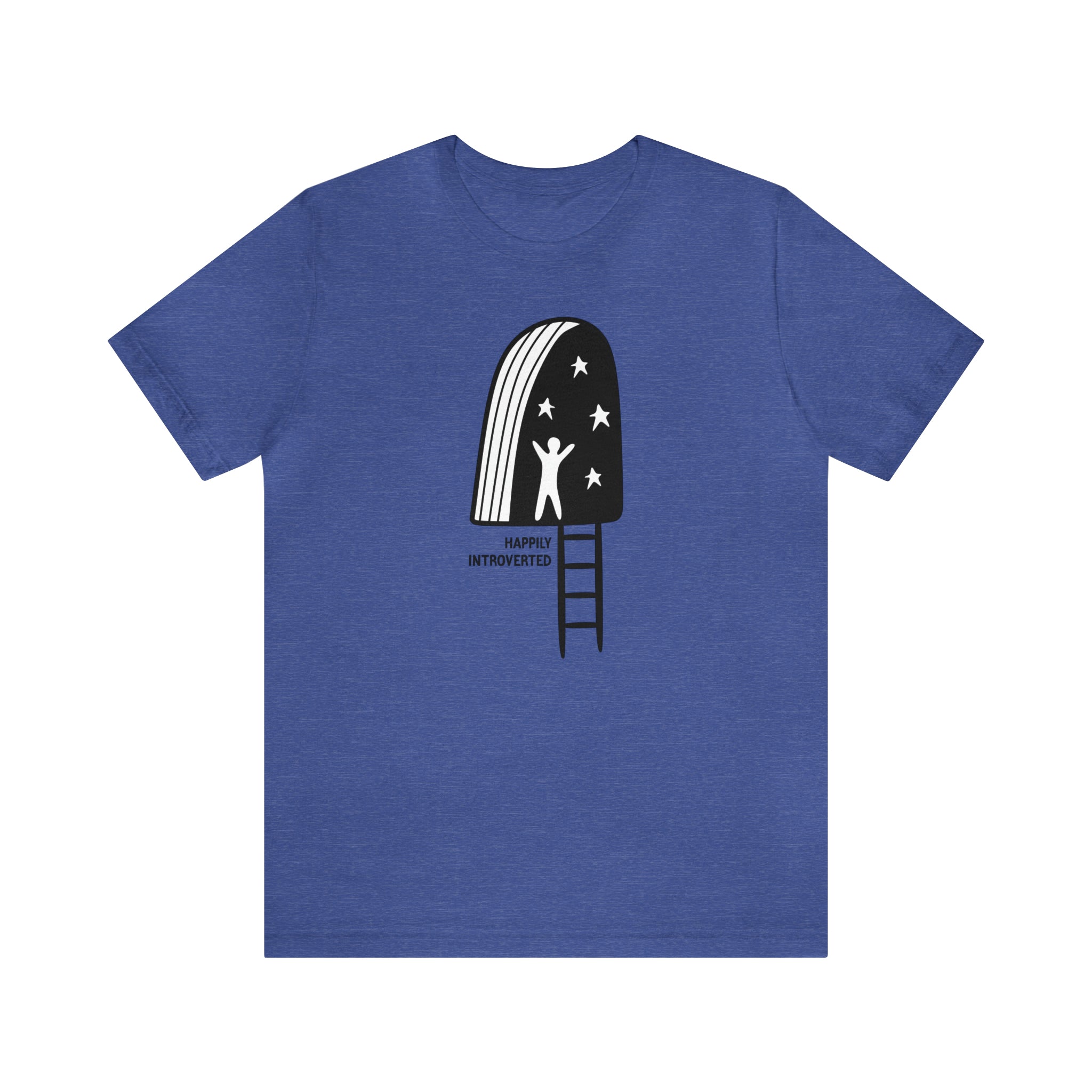 A Happily Introverted T-Shirt with a picture of a man on it.