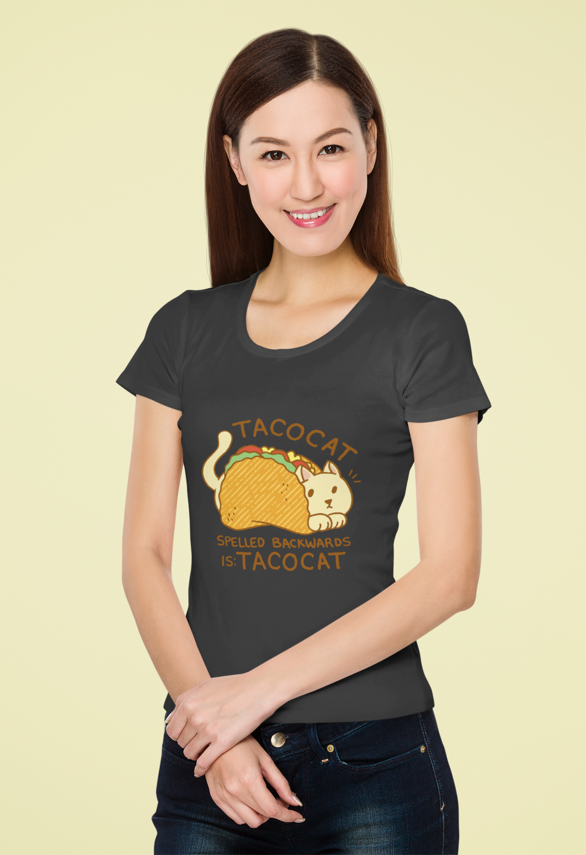 TACOCAT T-Shirt | Funny Cat Taco Palindrome Graphic Tee | Cat Lover Gift | Geekpsters