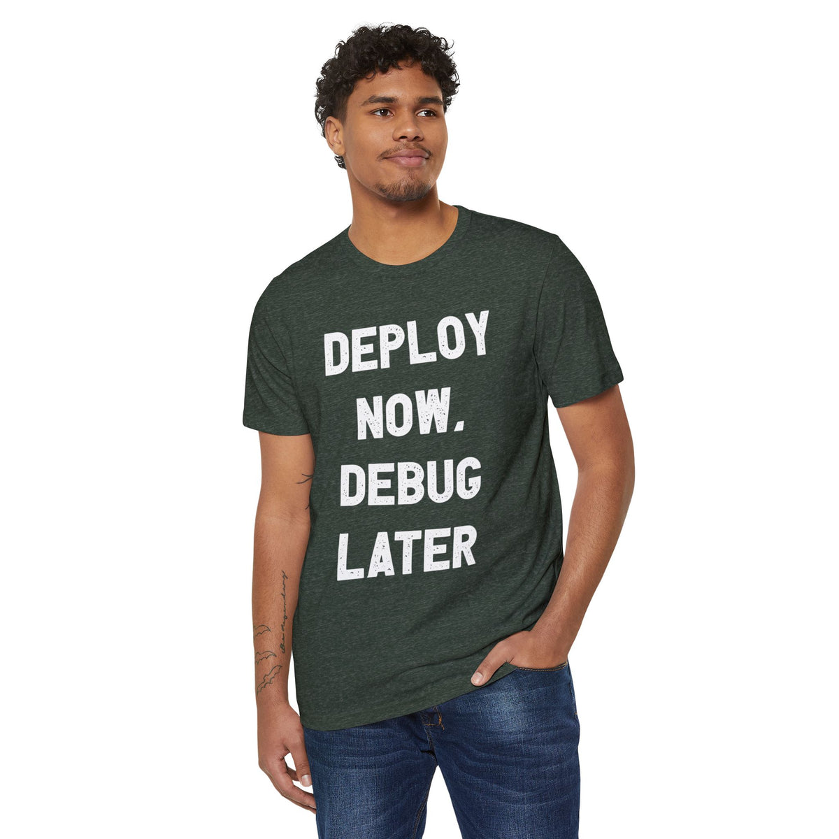 Deploy Now, Debug Later Recycled Organic Tee