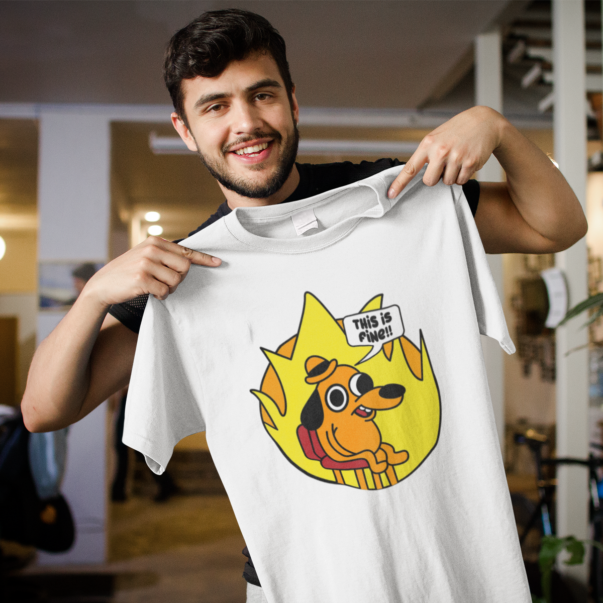 This Is Fine Shirt | Funny Meme Dog T-Shirt | Geekpsters