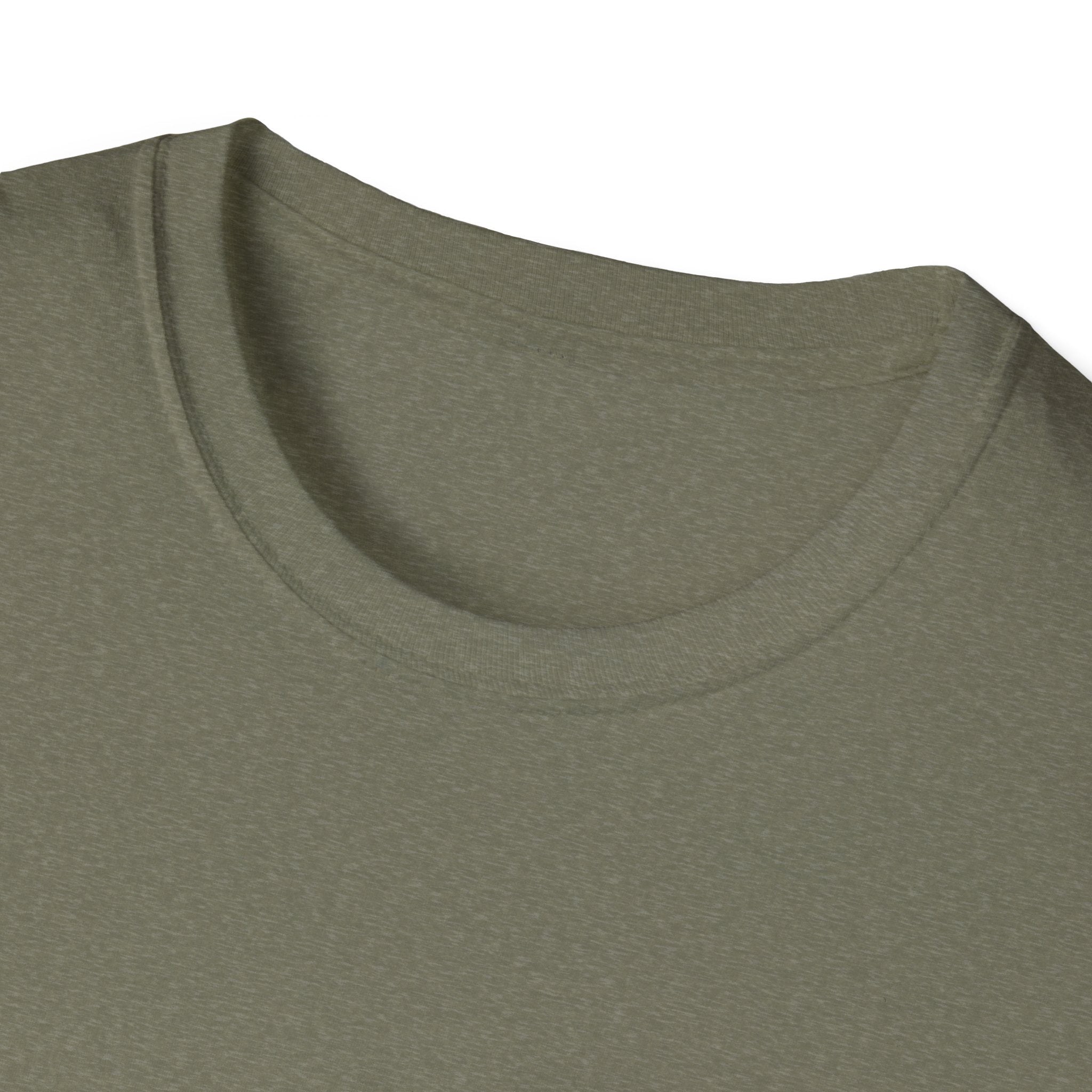 Close-up of the Can You Digit green crew neck T-shirt showing the neckline and shoulder area. The fabric appears to be a plain, solid color with a smooth texture.