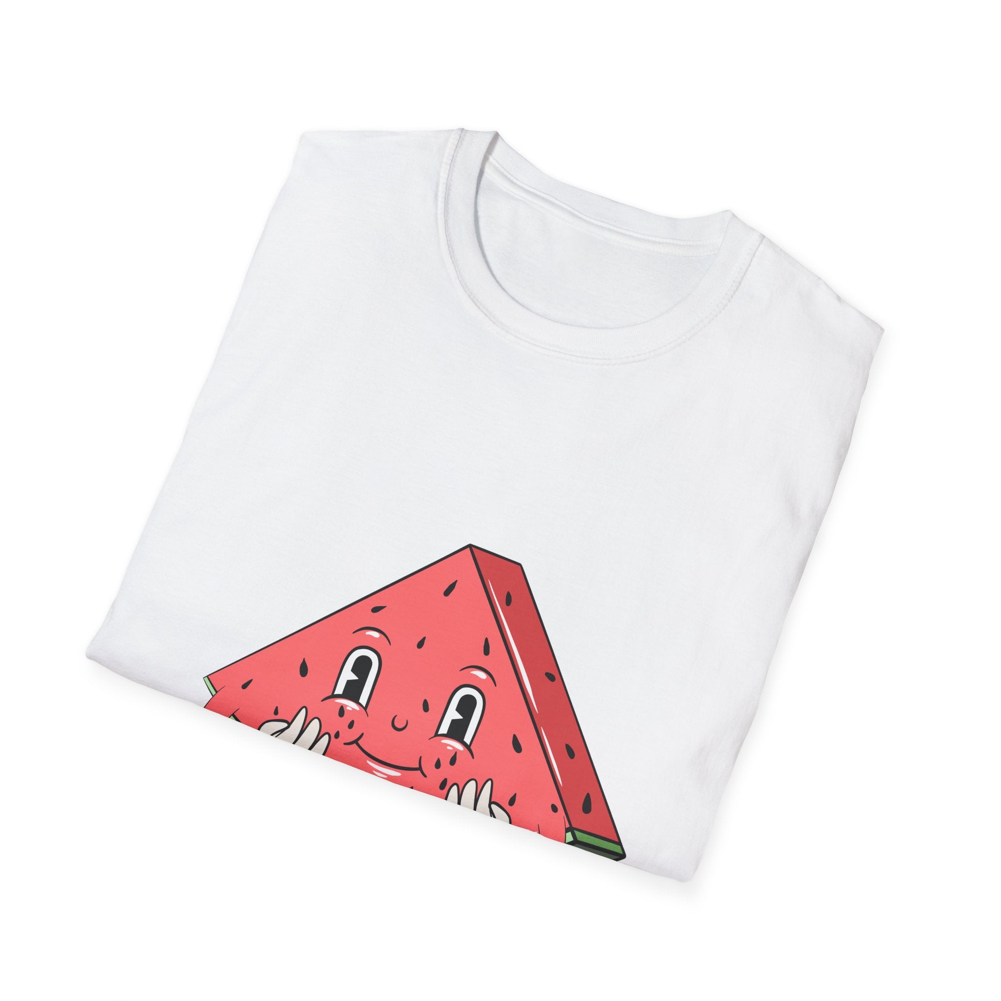 Cartoon Watermelon T-shirt, showcasing a vibrant design of a smiling watermelon slice, neatly folded.