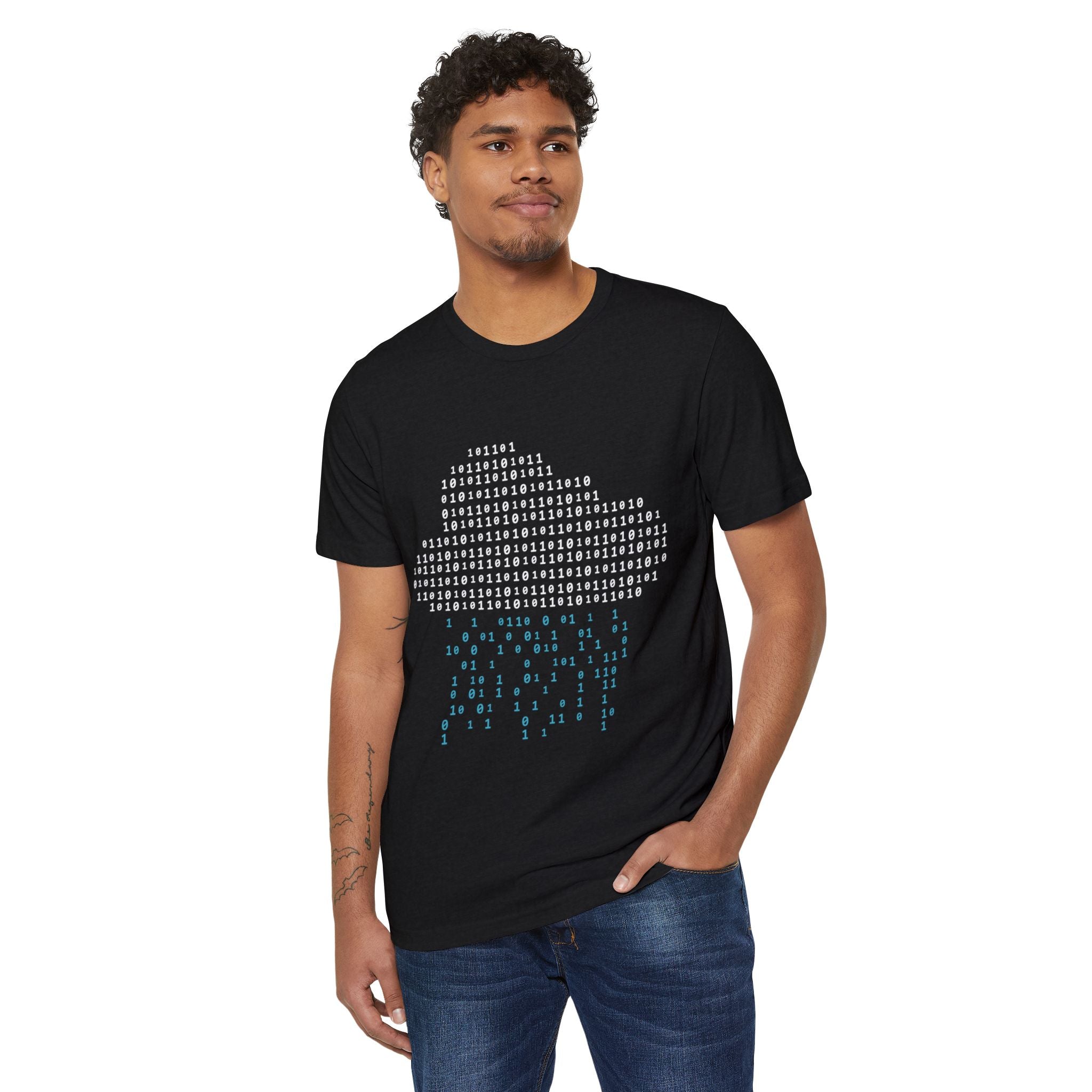 Binary Rain Cloud - Organic Recycled T-Shirt