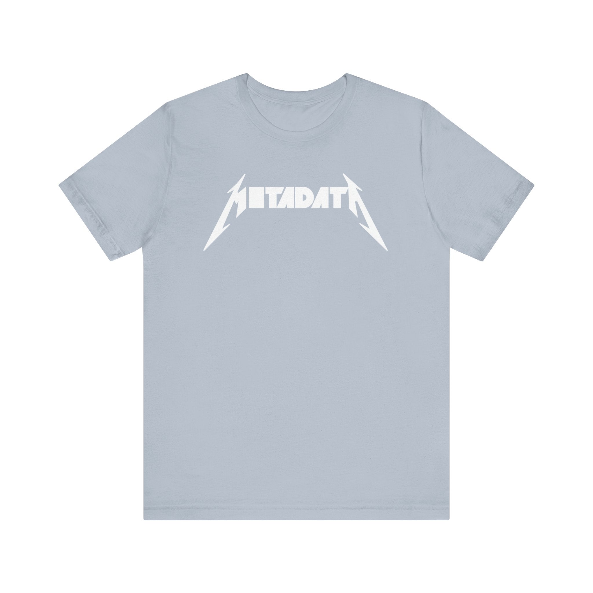 Enjoy unparalleled comfort with the "Metadata - T-Shirt," designed in gray with "METADATA" displayed in a chic white font. Made from Airlume combed cotton, this shirt offers an incredibly soft touch for your skin.