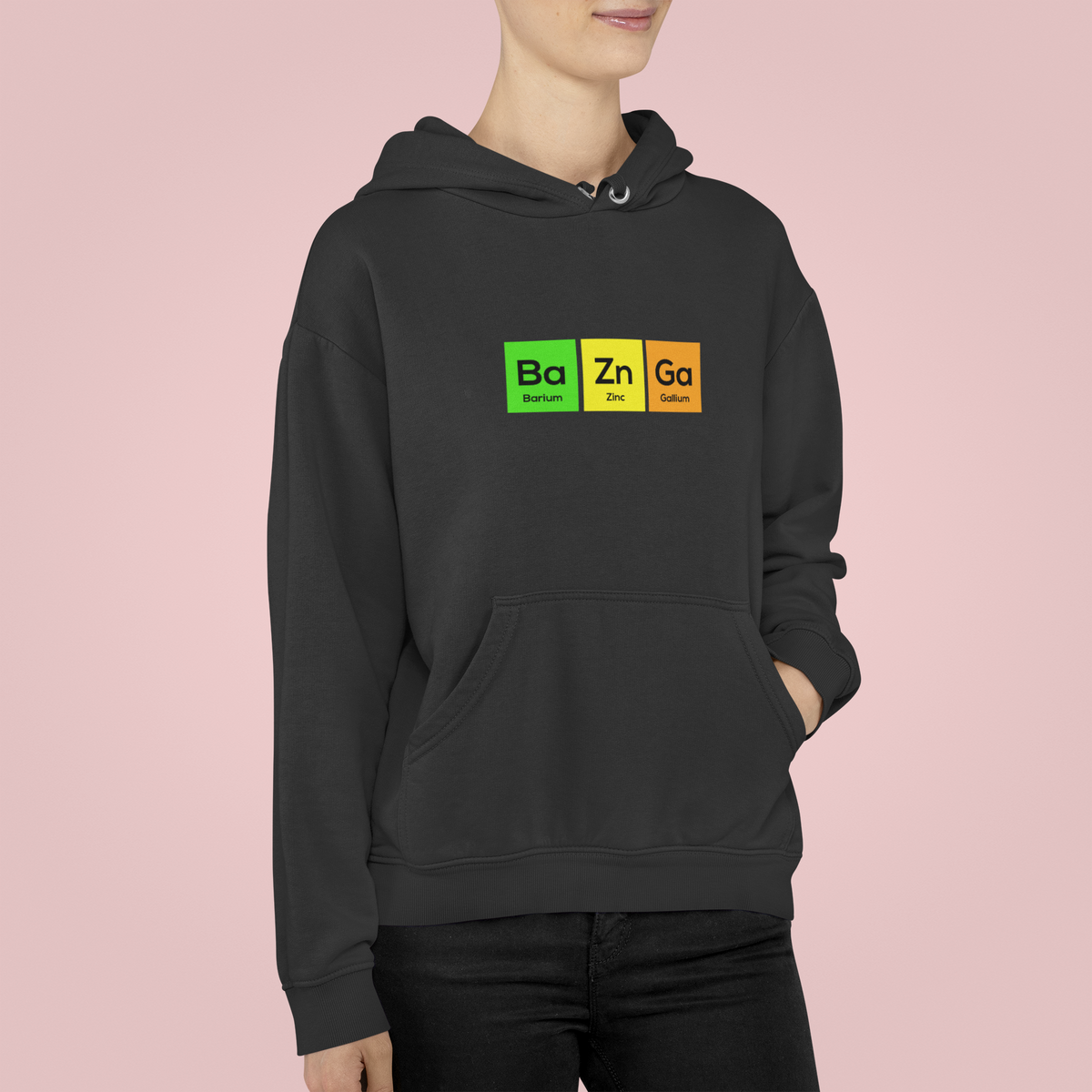Ba-Zn-Ga Pullover Hoodie | Funny Periodic Table Bazinga Pun | Science Humor Gift | Geekpsters