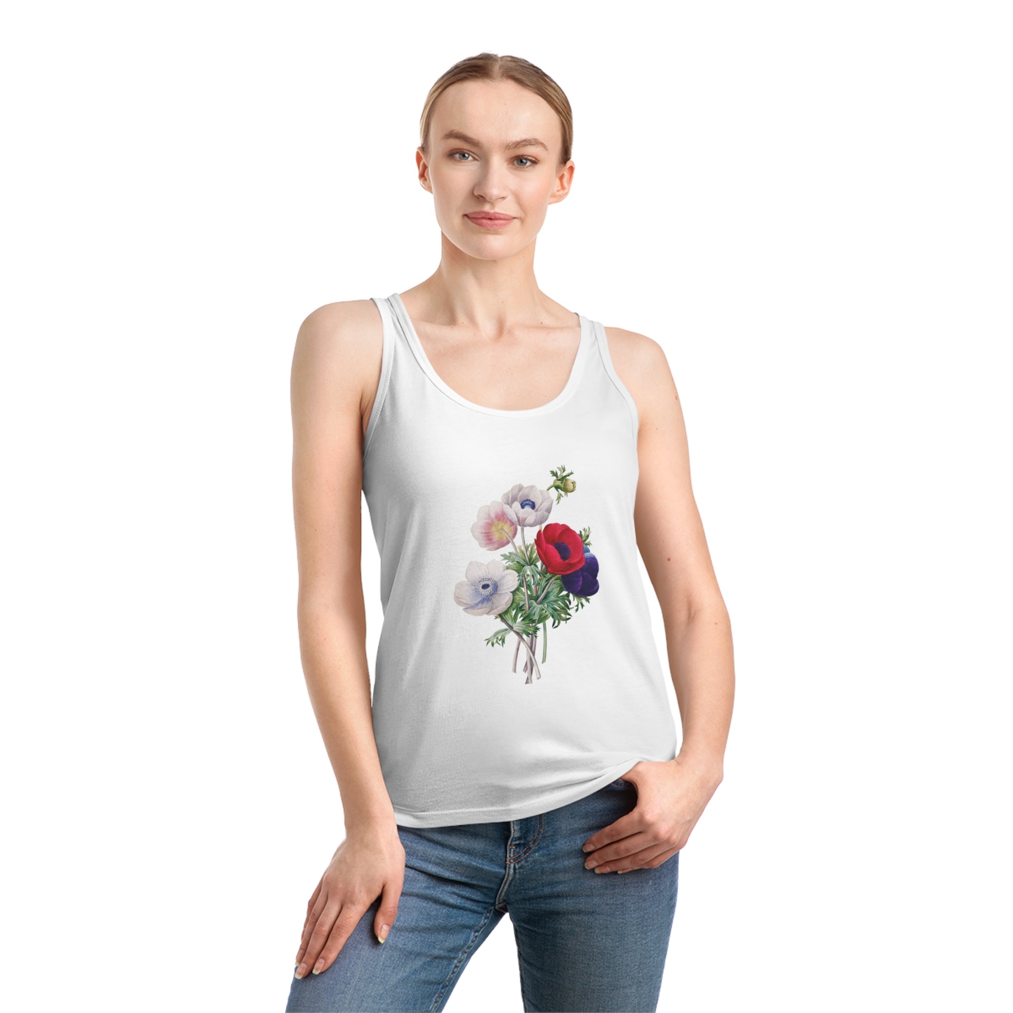 An Anemones Tank Top with flowers on it.