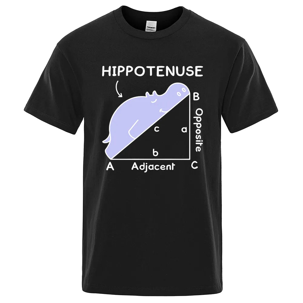 A cotton black Hippo Sleeping On Math Problem Print tee shirt.