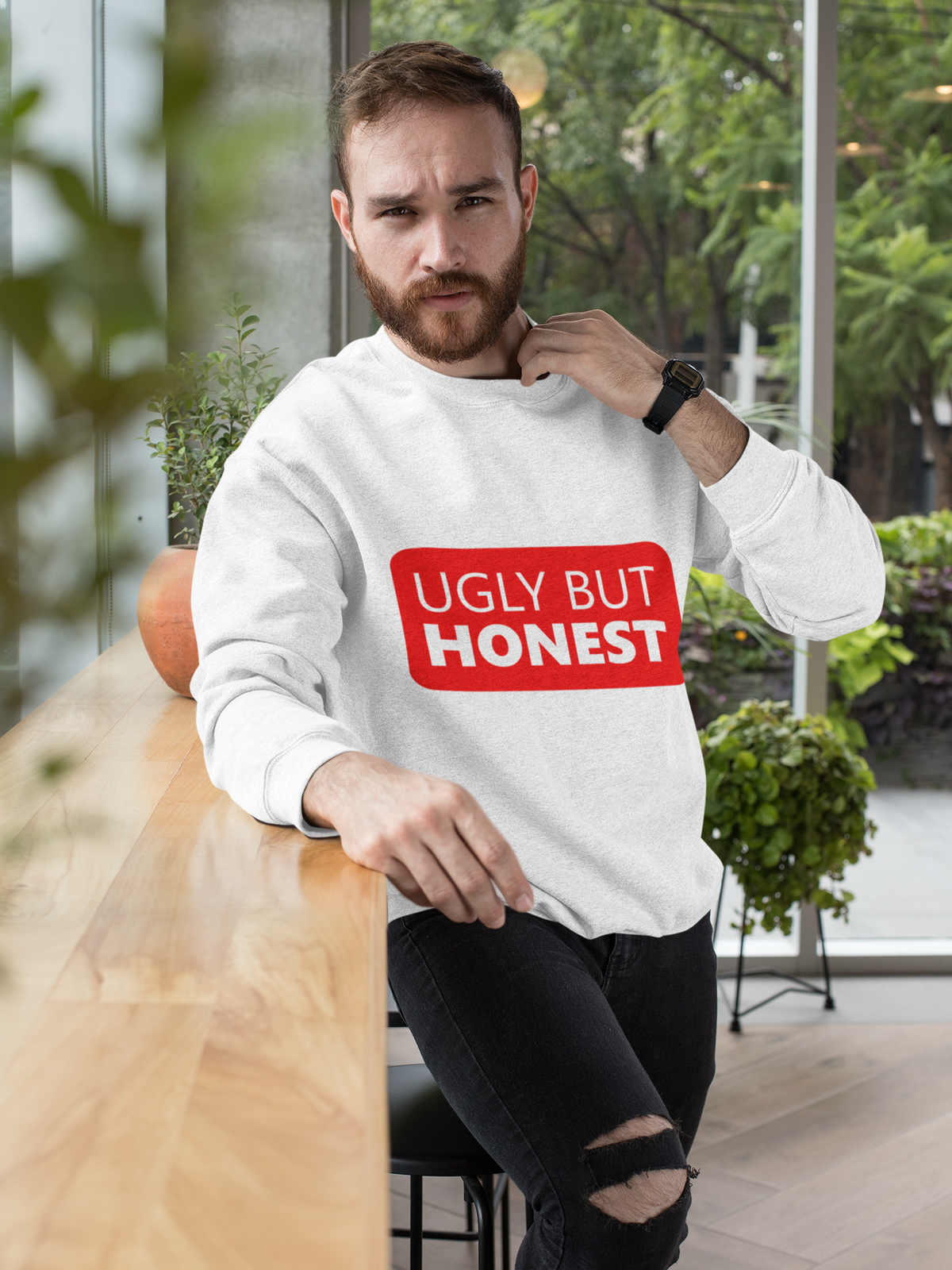 Ugly But Honest Sweatshirt | Funny Sarcastic Crewneck | Sarcasm Gift | Geekpsters