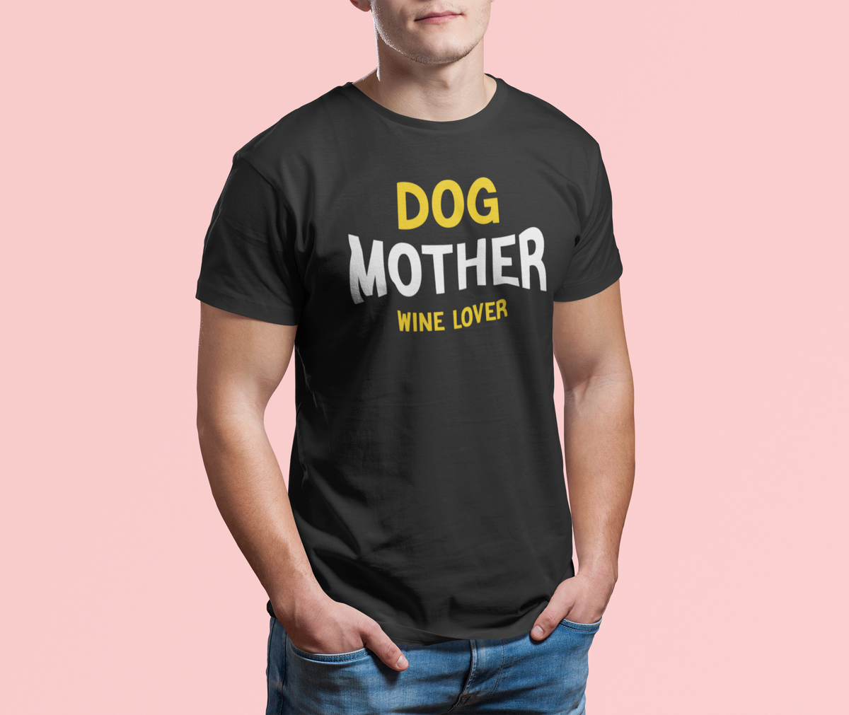 Dog Mother Wine Lover T design tee folded flat