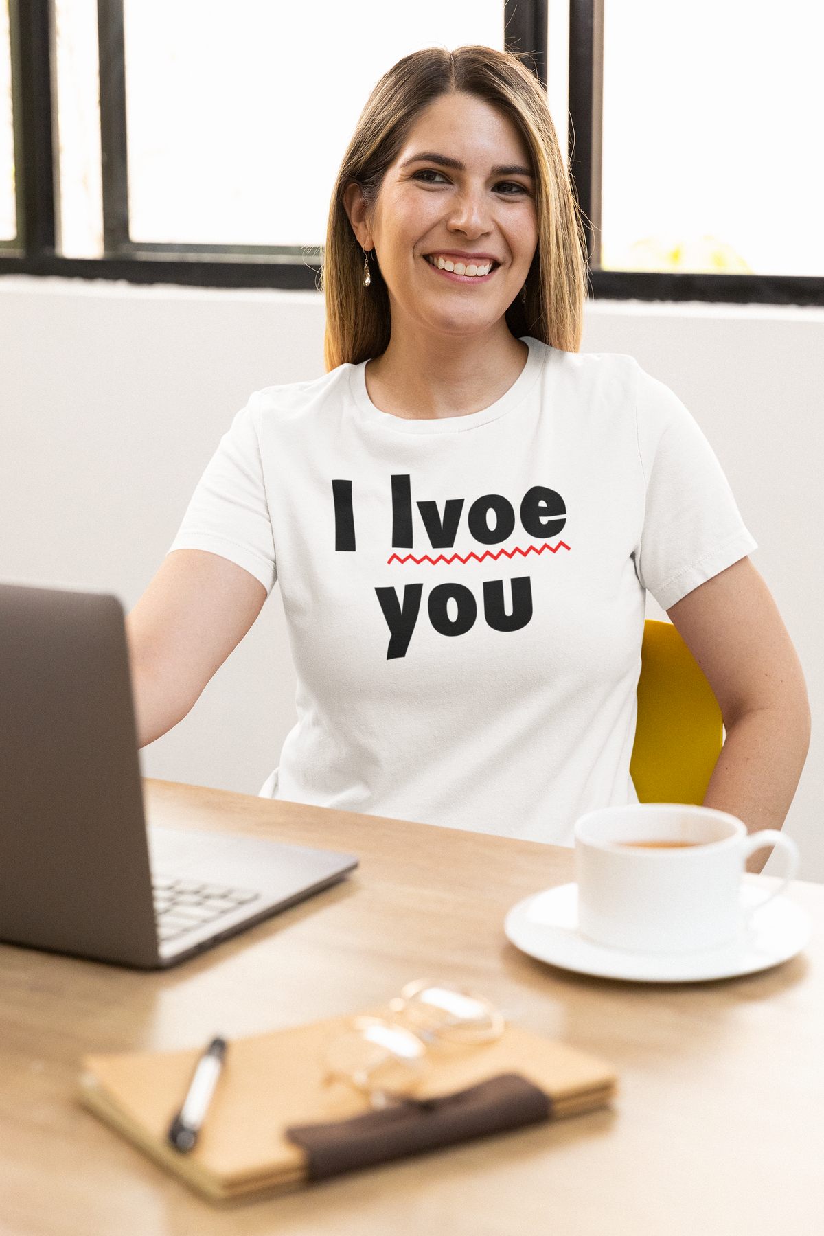 I Lvoe You T print tee front view