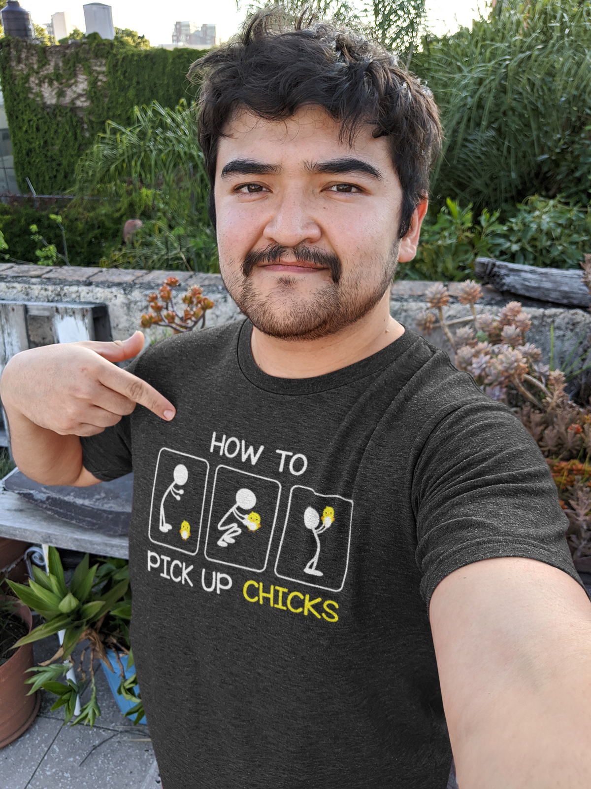 How to Pick Up Chicks T print tee front view