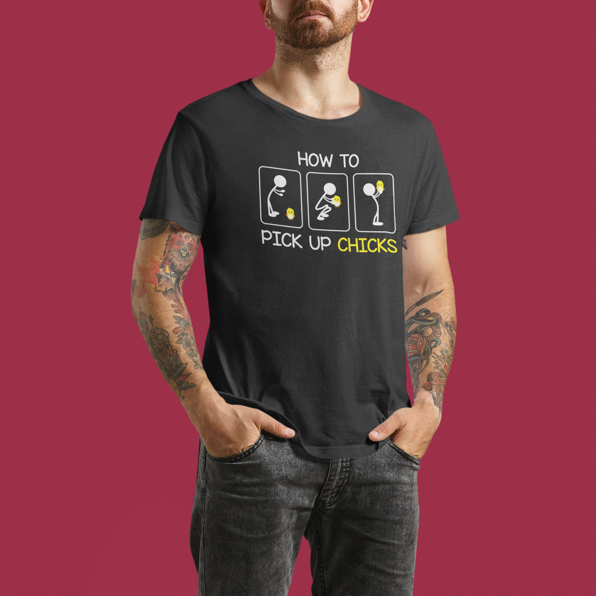 How to Pick Up Chicks T design tee folded flat