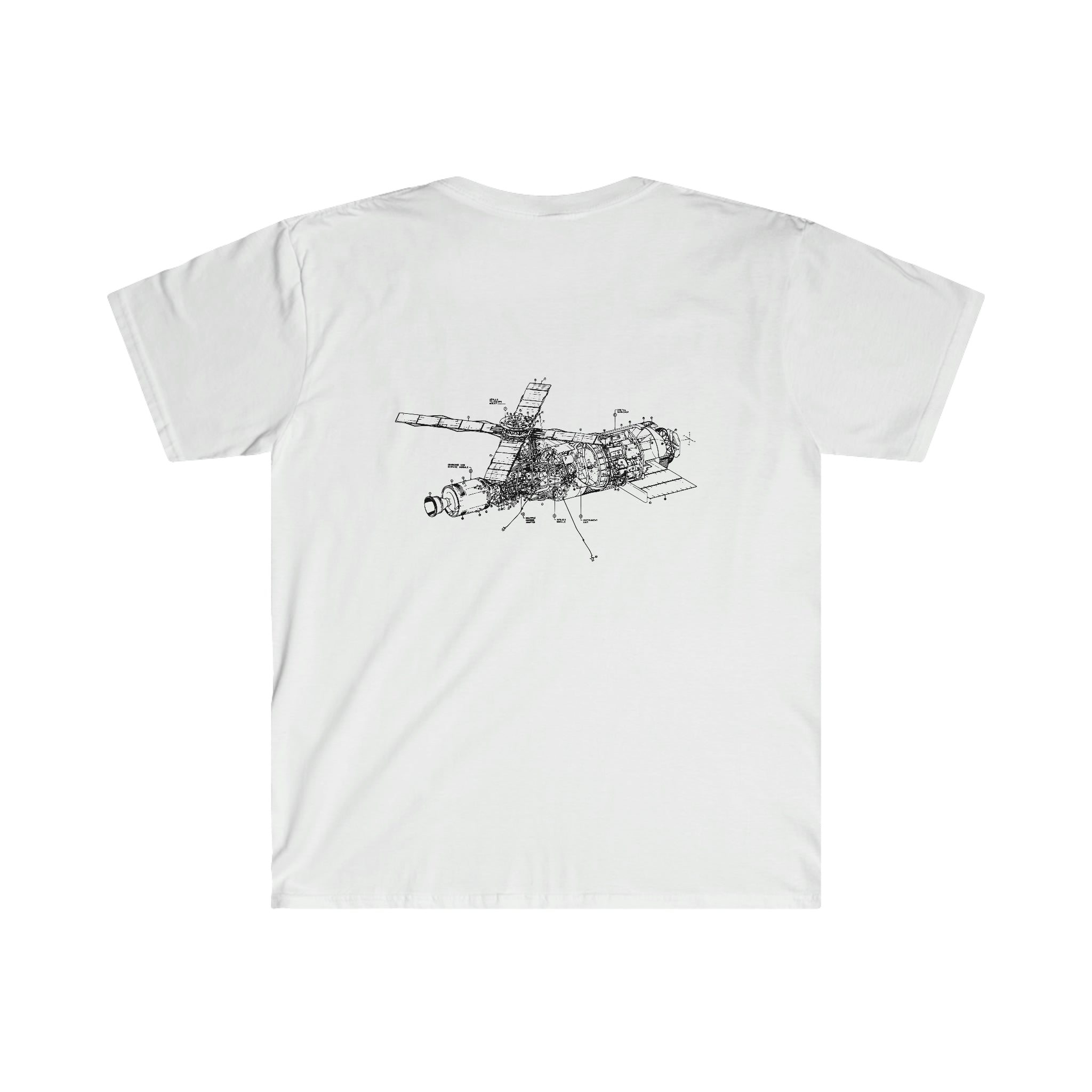 A Deep Deep Space white t-shirt with a drawing of a plane, from the One Tee Project.