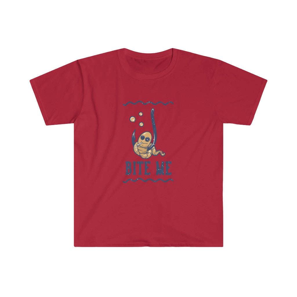 A playful Bite Me T-shirt with an image of an astronaut and a rocket.