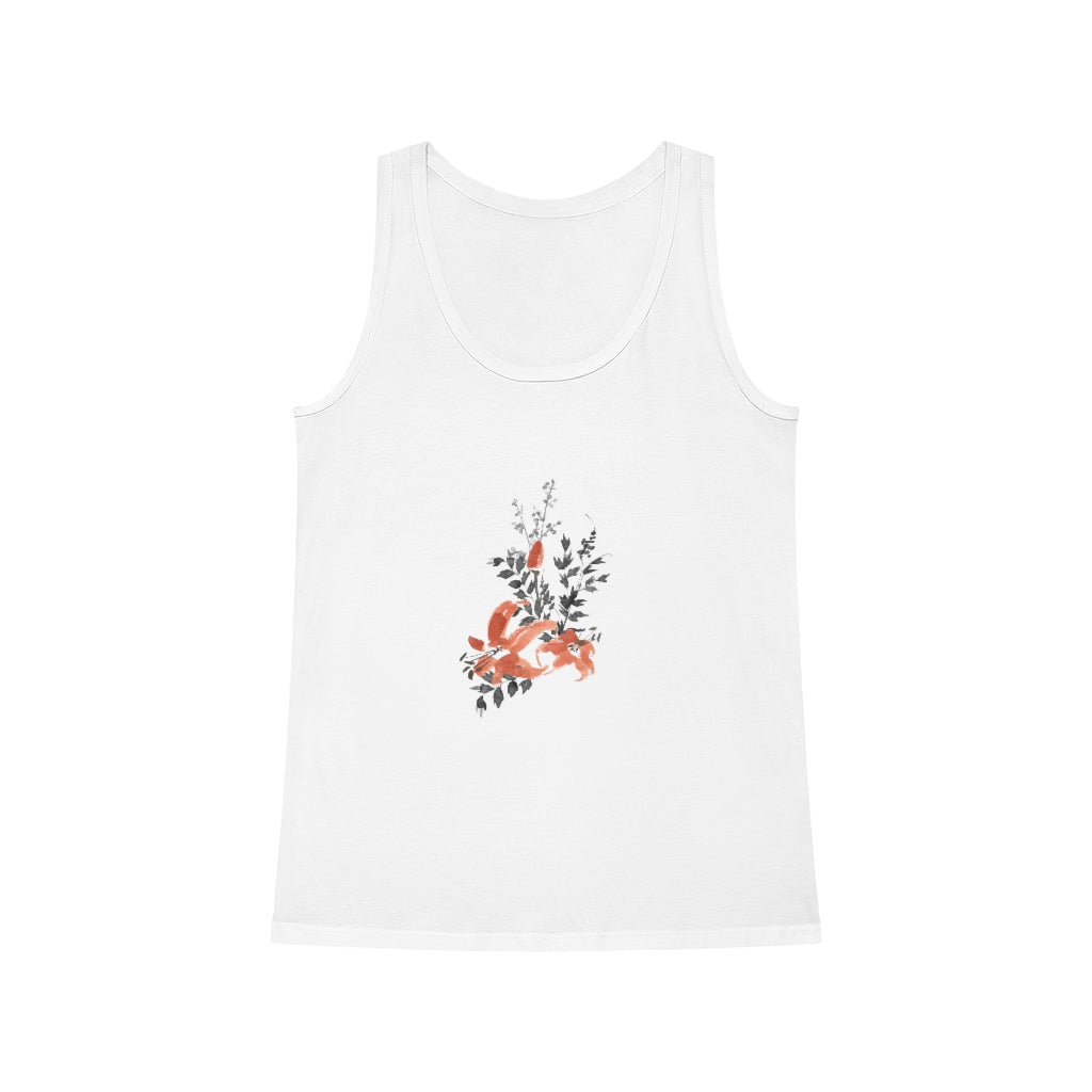 A stylish Flowers Women's Dreamer Tank Top organic cotton with an orange flower on it.