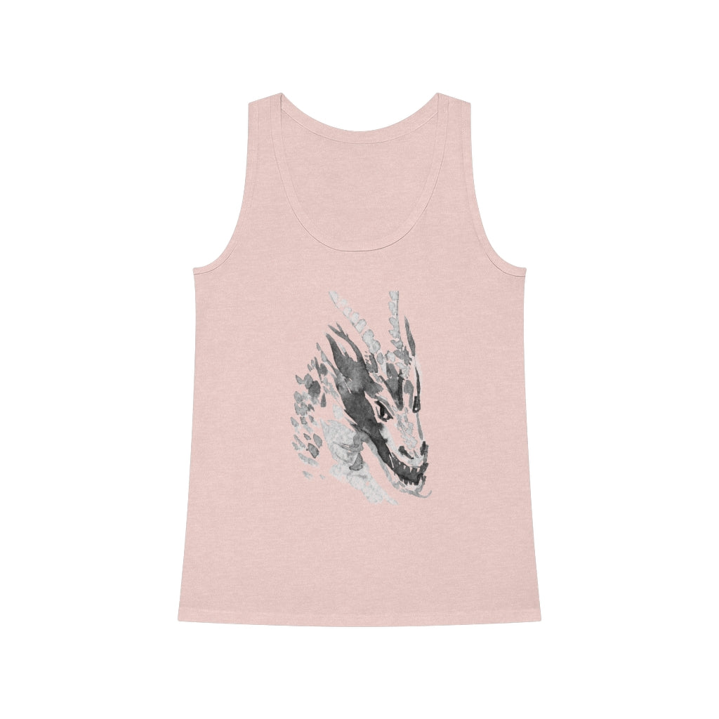 A Dragon Women's Dreamer Tank Top made of organic cotton featuring an image of a dragon.