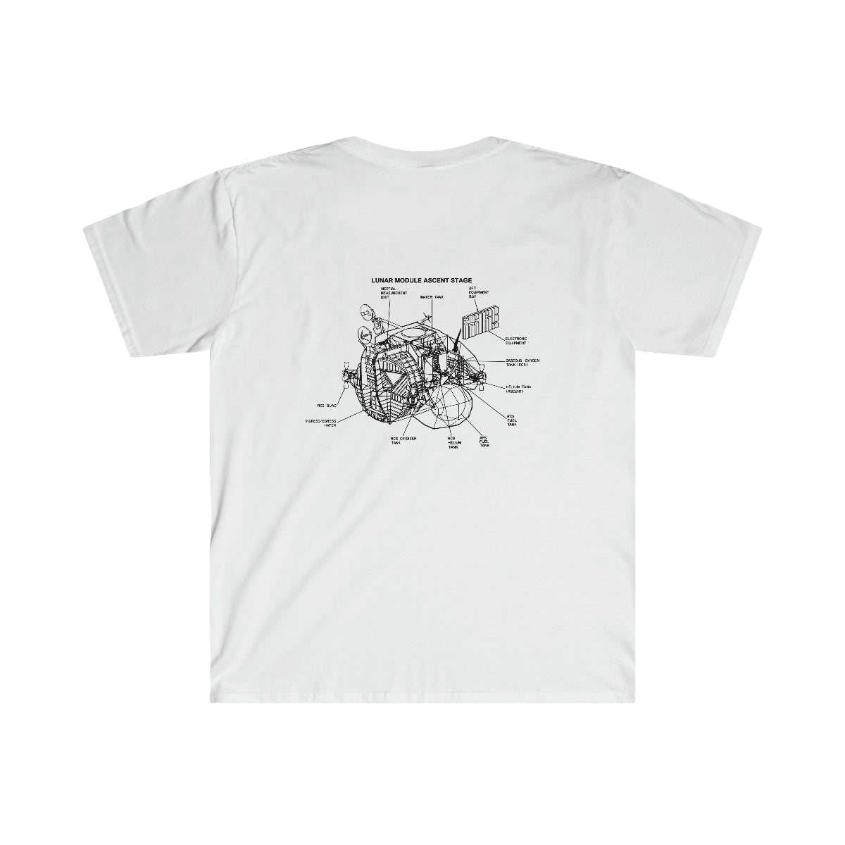 A stylish Lunar Accenting T-Shirt with a diagram of a car engine.