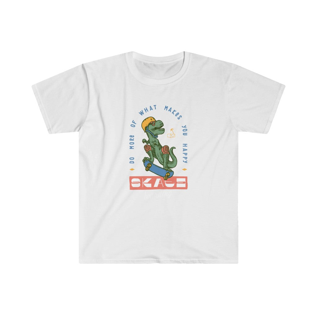 A quirky style Do what's make you happy T-Shirt with an image of a lizard on it.